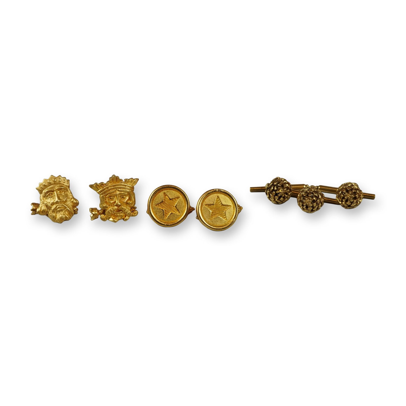 7pc Gold-Plated Kings, Stars, and Pinecones Cufflinks (1 of 4)