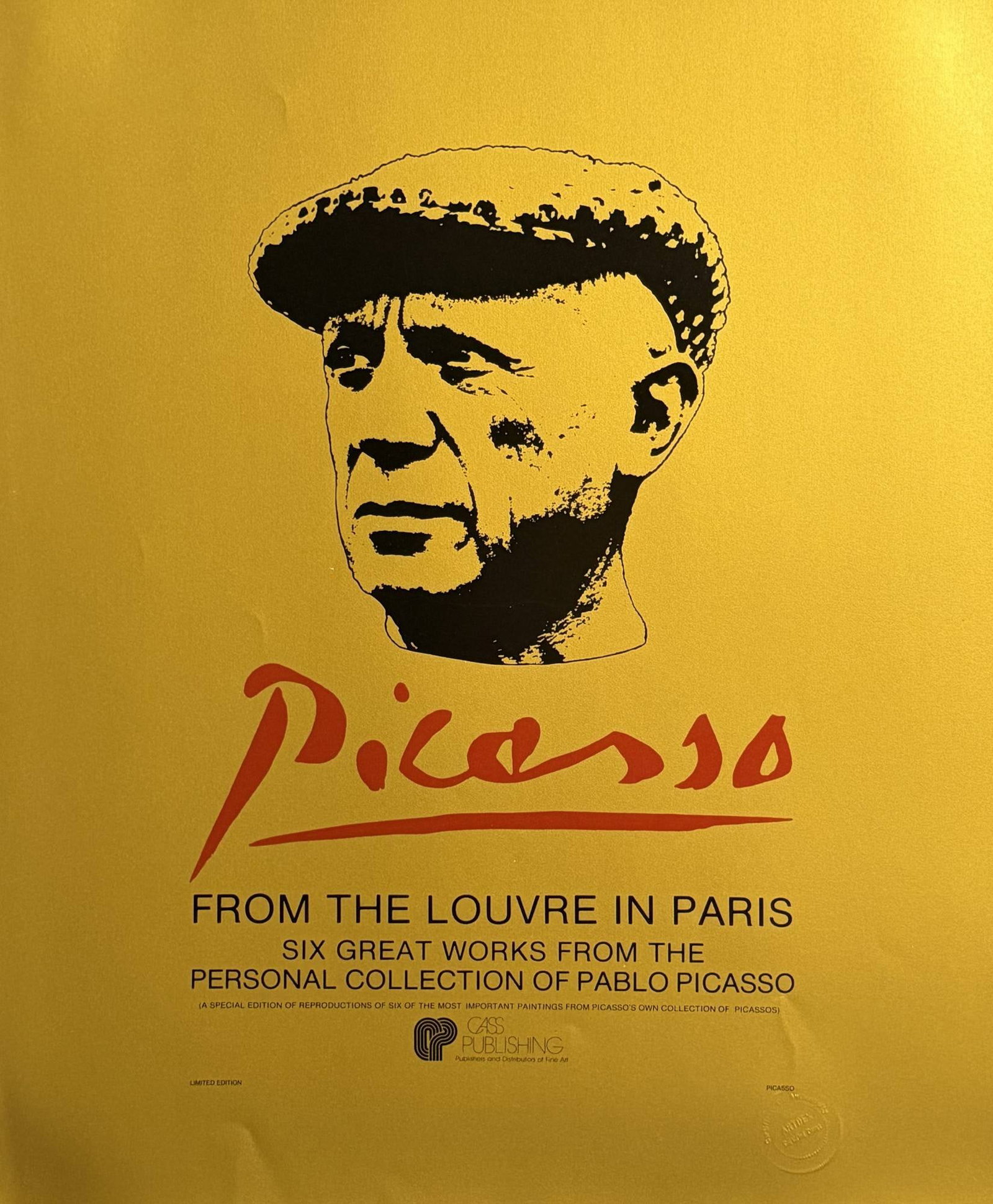 Pablo Picasso (1881-1973) Poster, From The Louvre in Paris Gold, Not Signed (1 of 2)