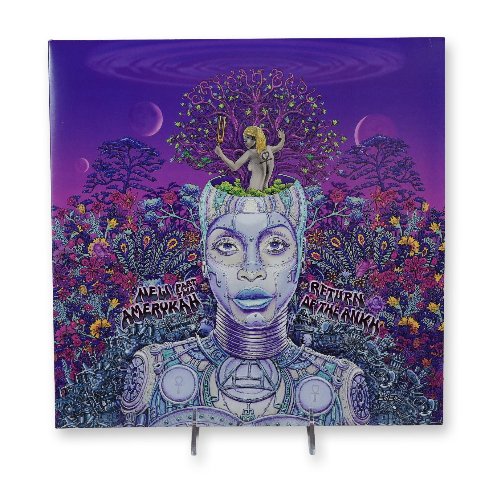 Erykah Badu, New Amerykah Part Two Purple Vinyl LP Record: Erykah Badu (American, b. 1971), New Amerykah Part Two: Return of the Ankh, double vinyl LP pressed on opaque purple vinyl. Features complex psychedelic surrealist cover art by graphic artist Emek (Am