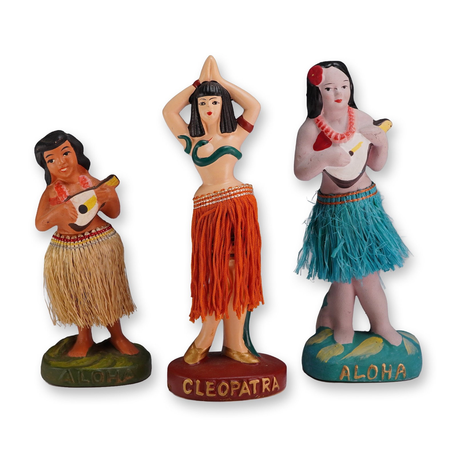 3pc Vintage Ceramic Hula Girl Nodders (1 of 3)