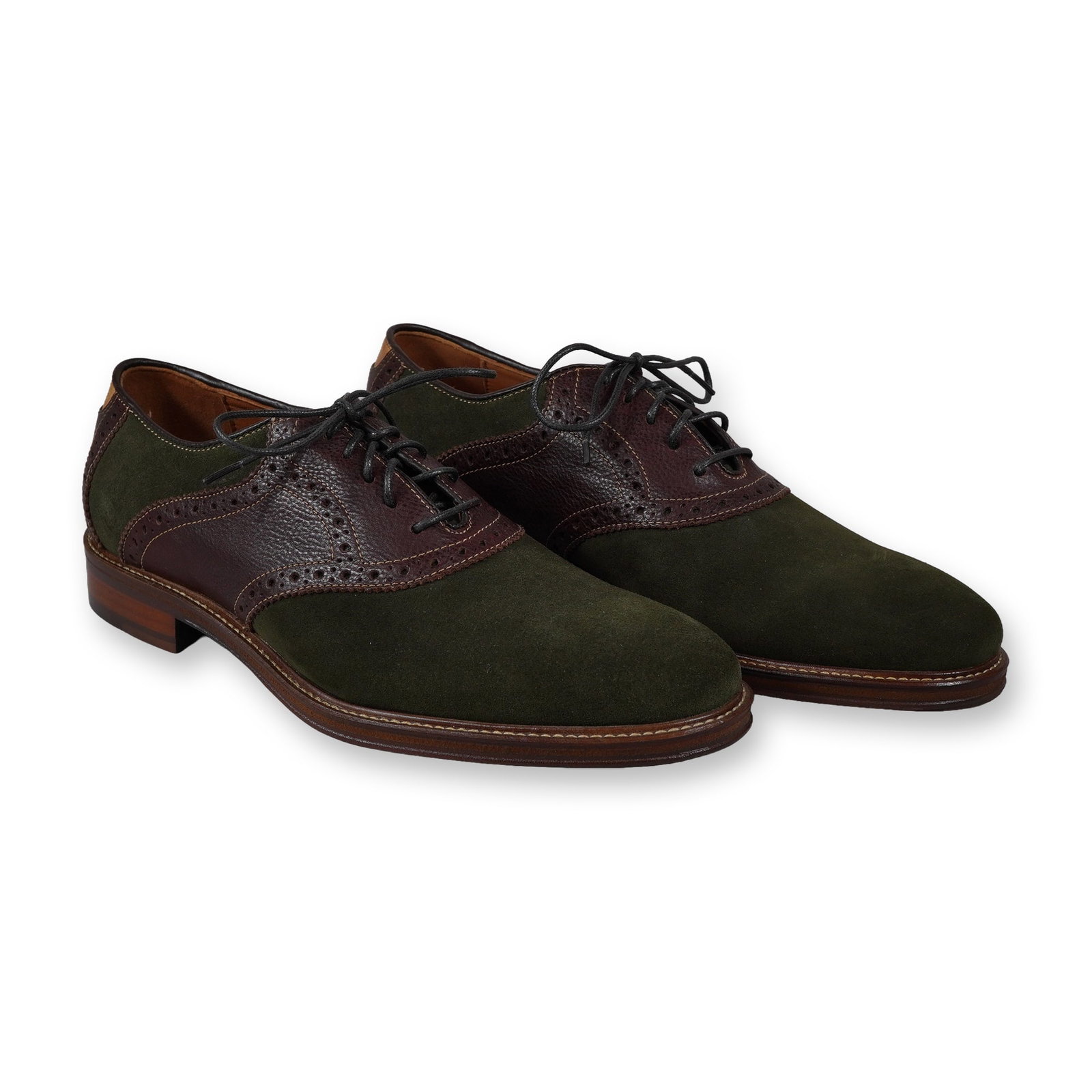 Johnston & Murphy Warner Saddle Olive Sheepskin Men's Oxfords (1 of 5)