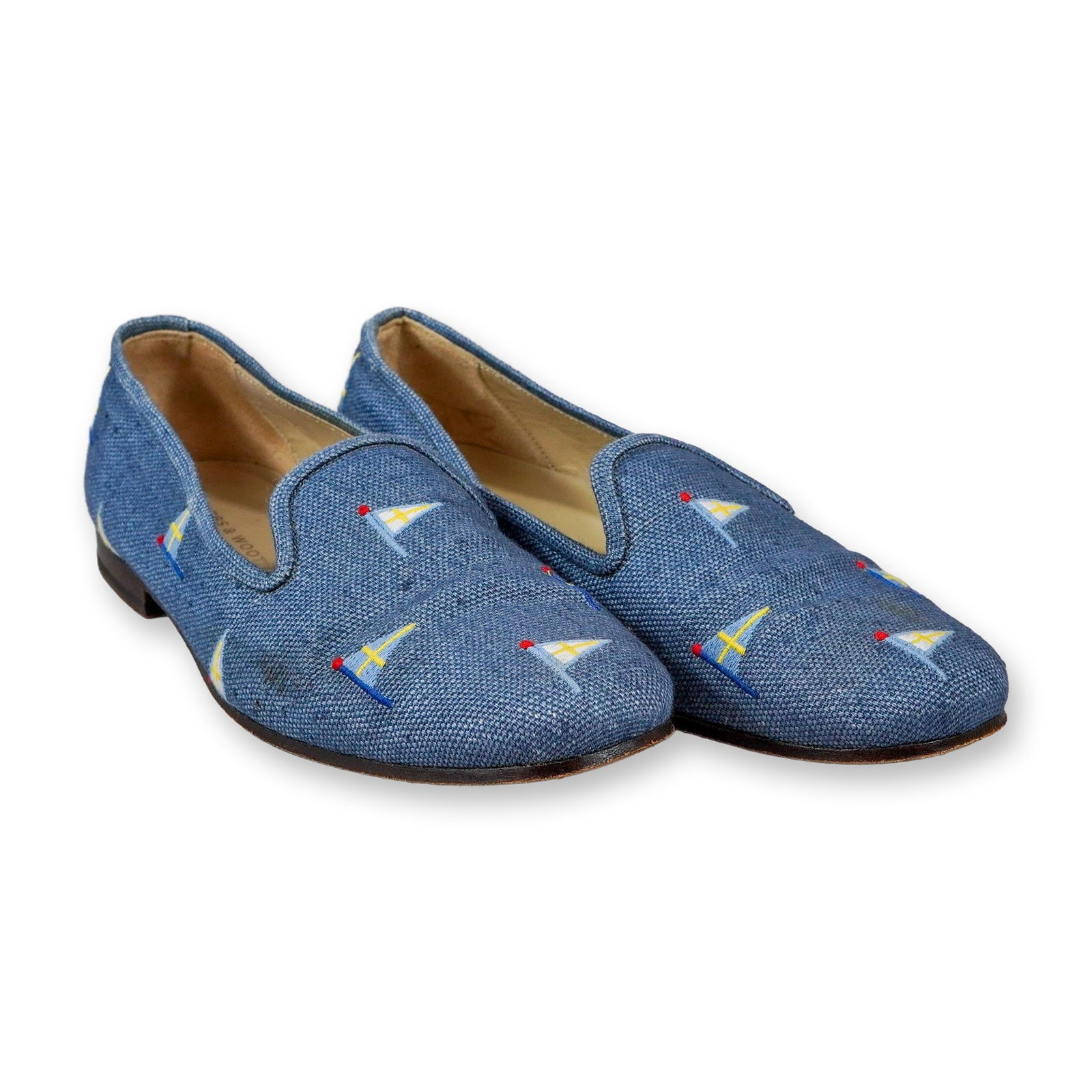 Stubbs & Wootton Men's Blue Linen Flag Slippers (1 of 5)