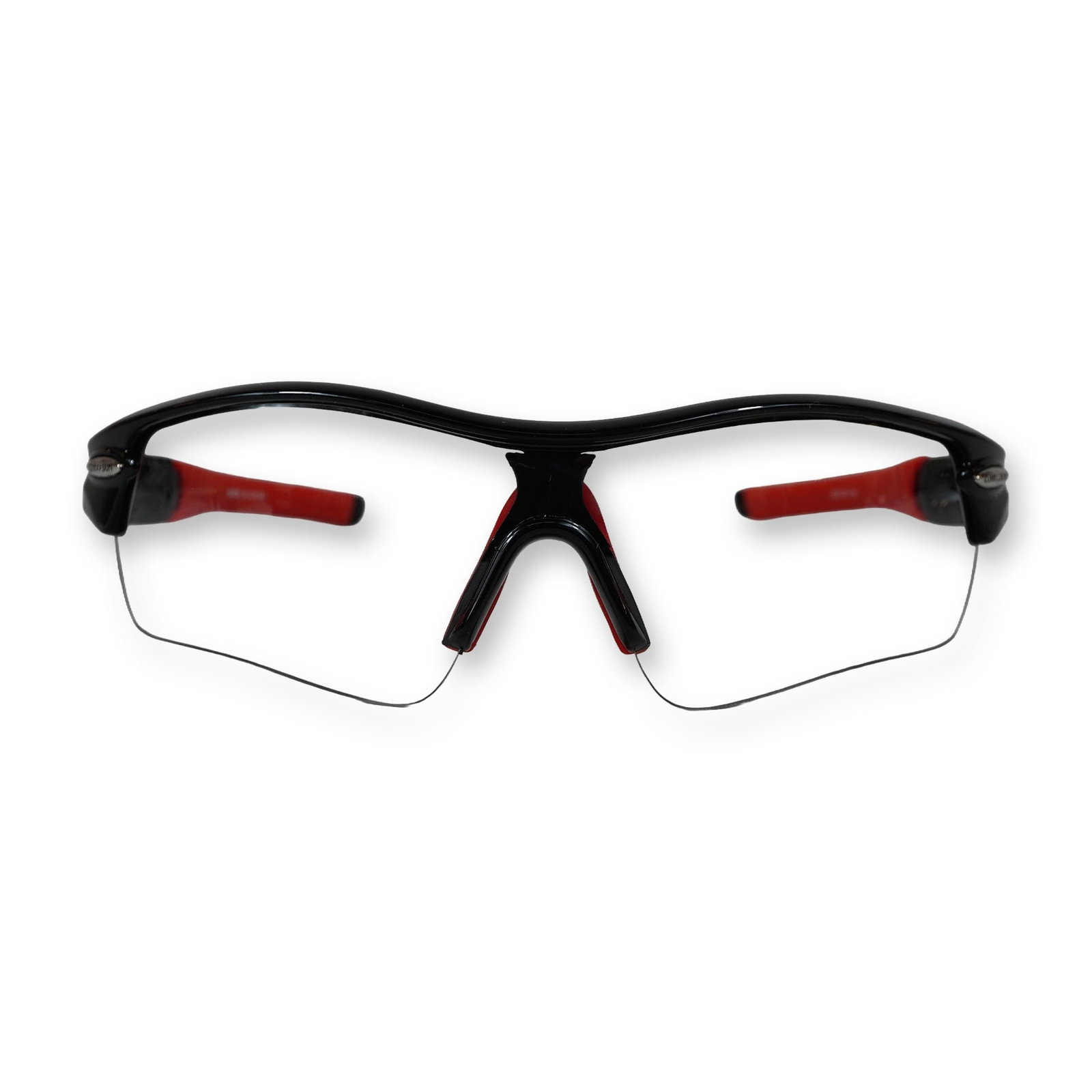 COMAXSUN Photochromic Cycling Sunglasses with Accessories: COMAXSUN photochromic cycling sunglasses set featuring a black composite wraparound frame with red rubberized accents. The design includes integrated nose pads and contoured temple tips for athletic u