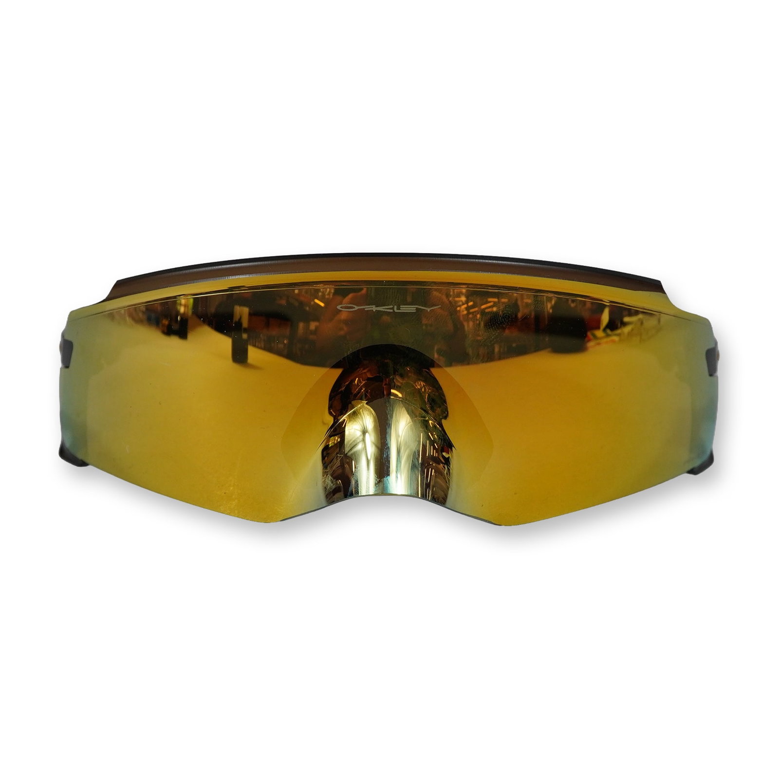 Oakley Kato Polished Black Prizm 24K Sunglasses: Oakley Kato high-performance shield sunglasses, model OO9455-0249 136, featuring a polished black O-Matter frame and mirrored Prizm 24K gold-tone lenses. The distinctive wrap-around shield design cont