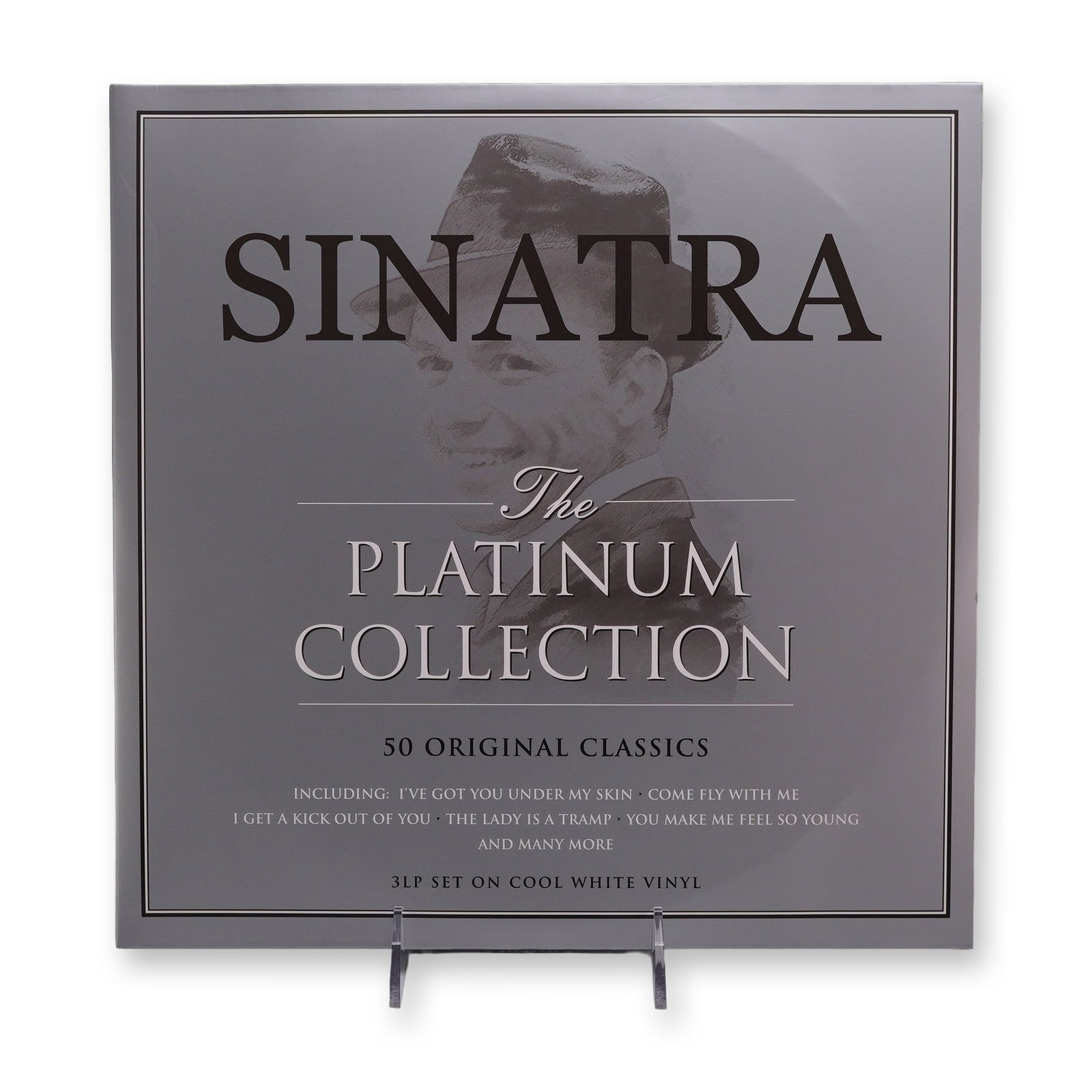 Frank Sinatra The Platinum Collection White Vinyl 3-LP Set: Not Now Music, 2015, three-LP vinyl record compilation titled Sinatra: The Platinum Collection - 50 Original Classics, pressed on cool white vinyl. The set is housed in a monochrome gatefold jacket