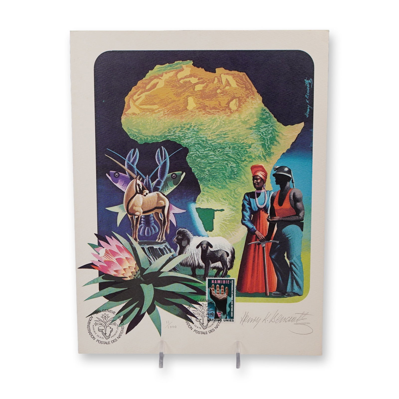 1975 United Nations Geneva First Day Cover and Limited Edition Print Signed (1 of 8)