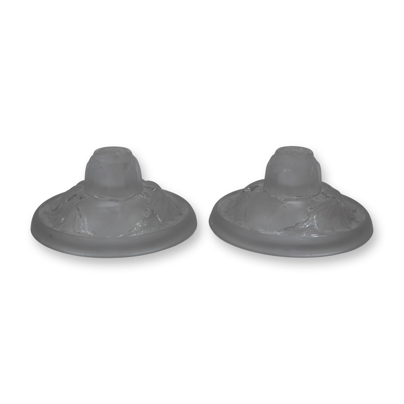 2pc Verlys Crystal Candle Holders with Raised Relief Frosted Leaf Motif (1 of 5)
