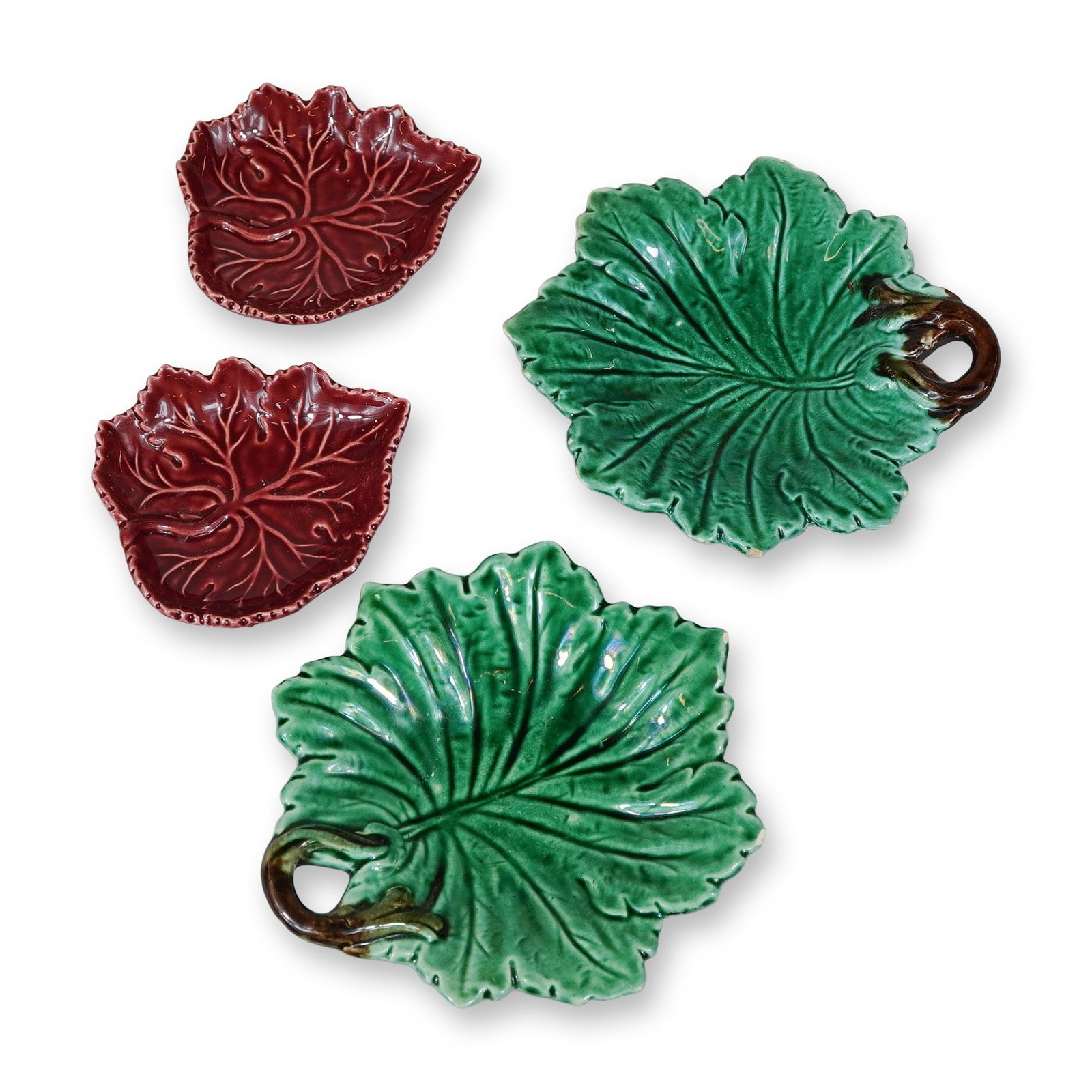 4pc Olfaire Portuguese Majolica Glazed Leaf-Shaped Dishes (1 of 4)