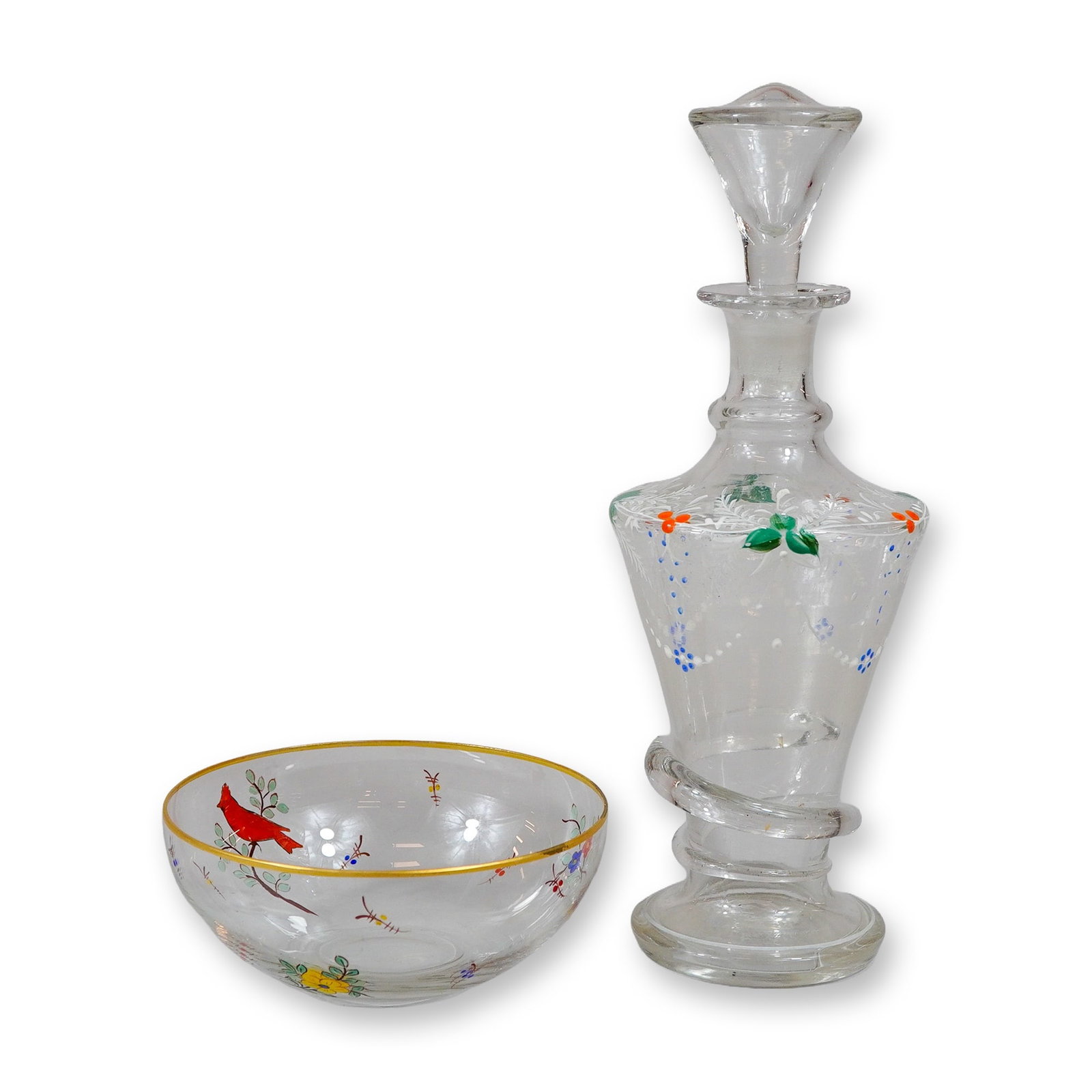 2pc Enameled Art Glass Table Items (1 of 4)
