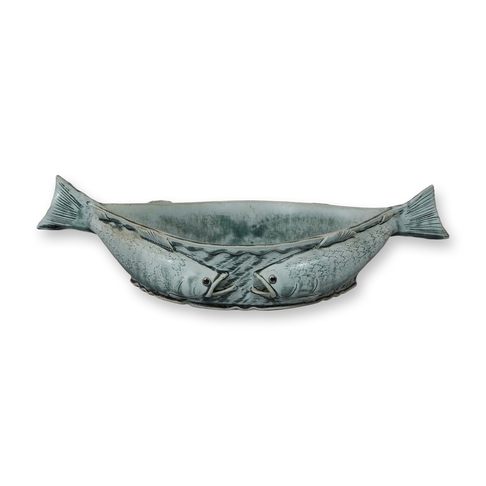 Barbara Knutson Large Studio Pottery Stoneware Fish Motif Bowl (1 of 4)