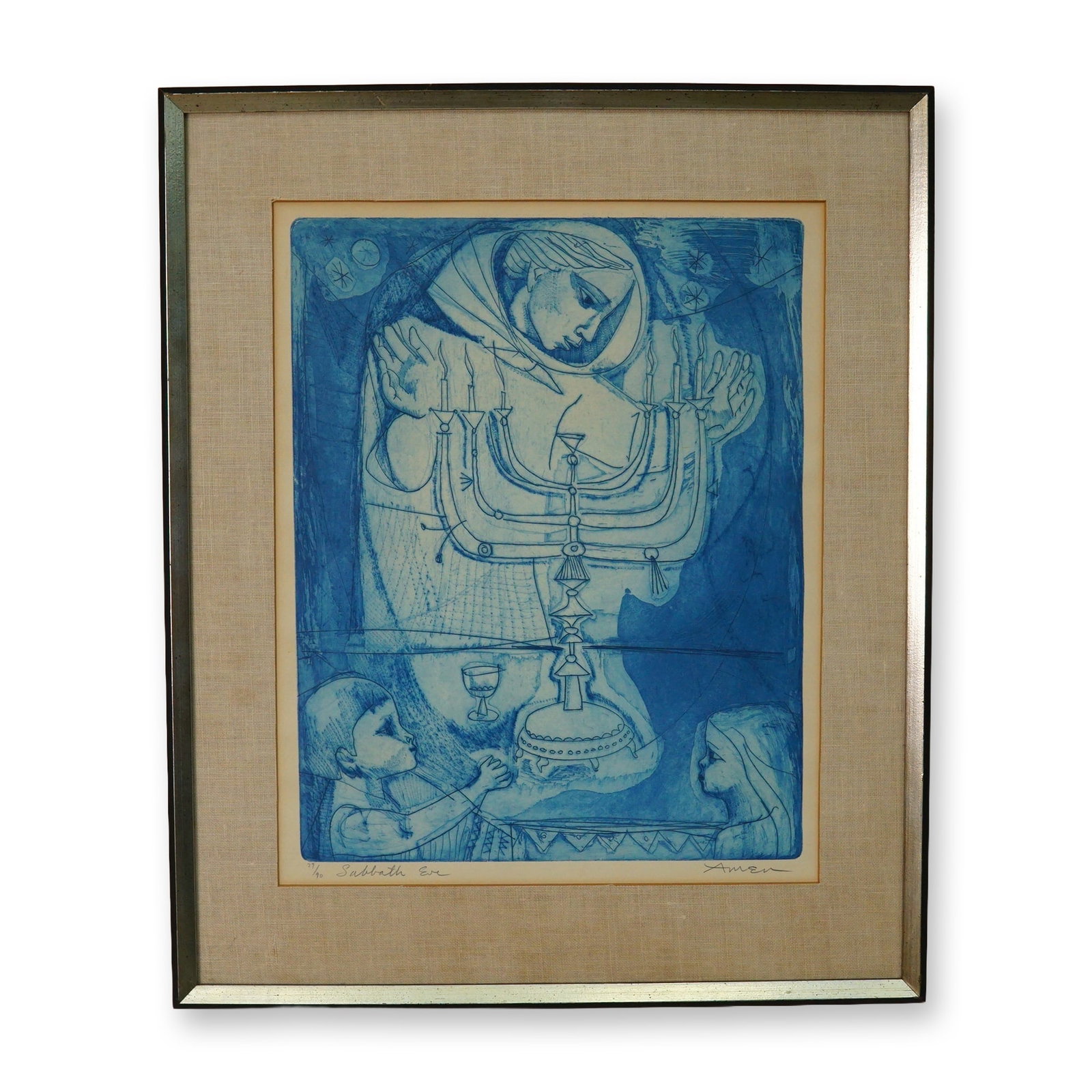 Irving Amen (American, 1918-2011), Limited Edition Pencil Drawing on Print, Sabbath Eve (1 of 4)