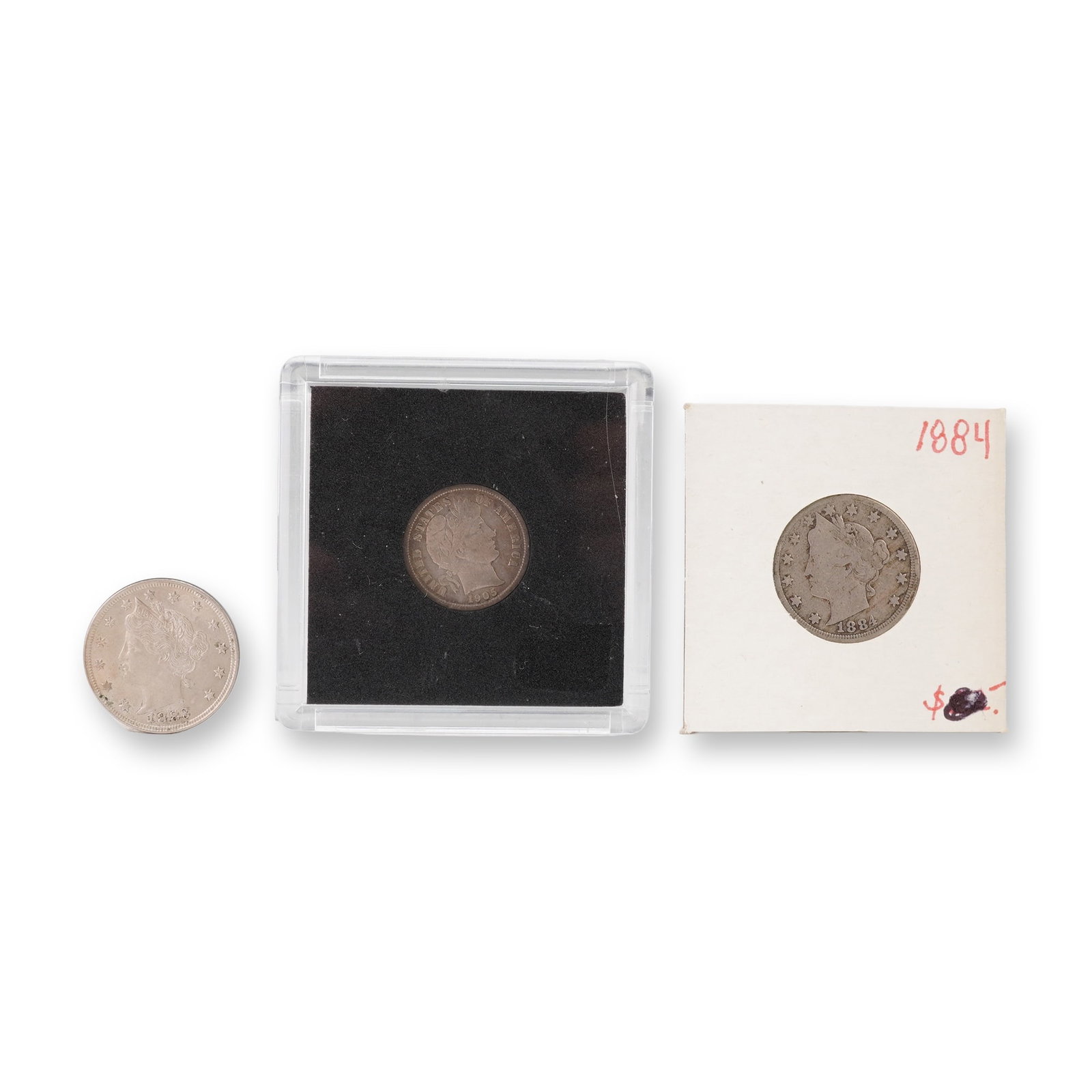 3pc 1983-1905 United States Liberty Five Cents and Barber Dime Coins (1 of 6)