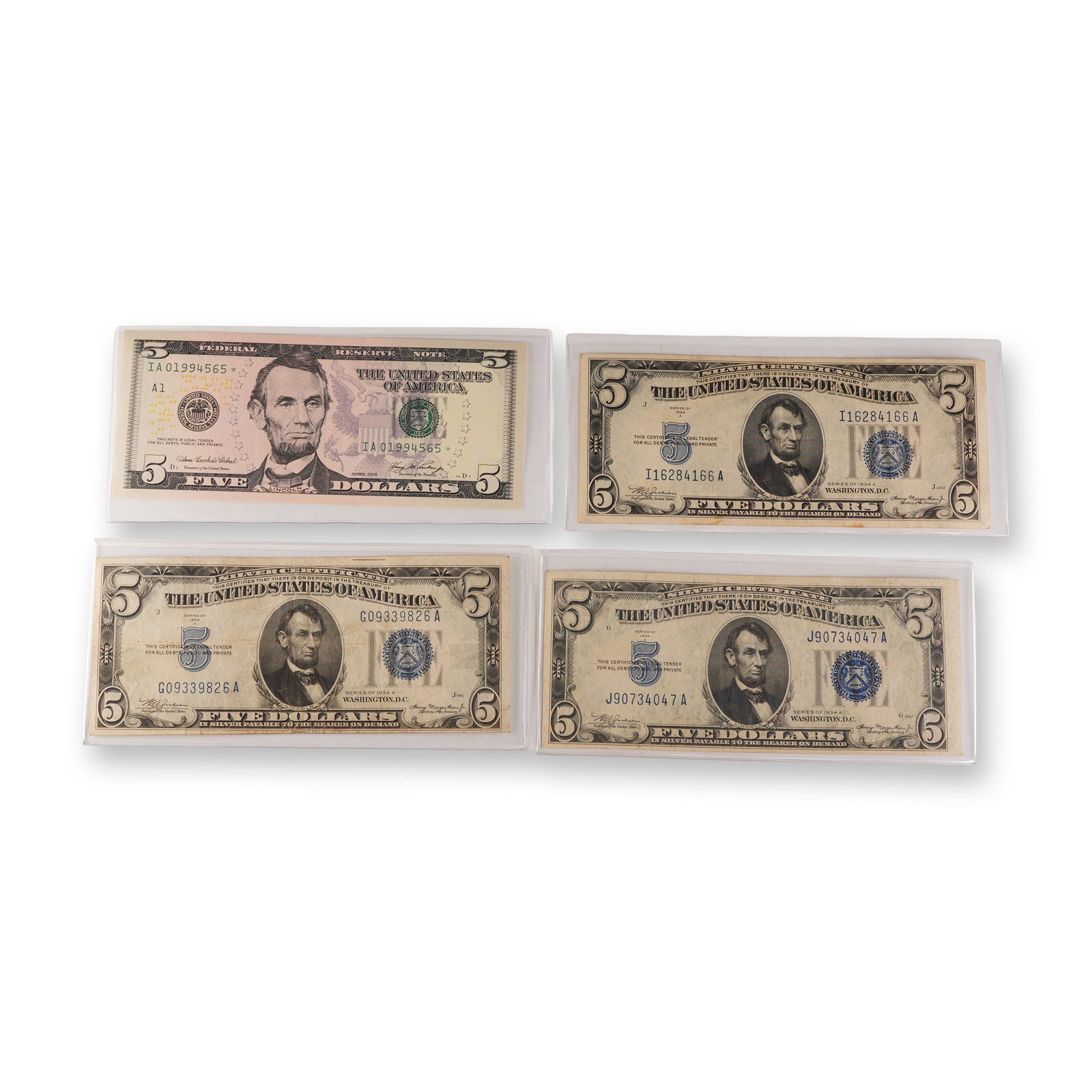 4pc 1934 and 2006 United States $5 Notes (1 of 2)