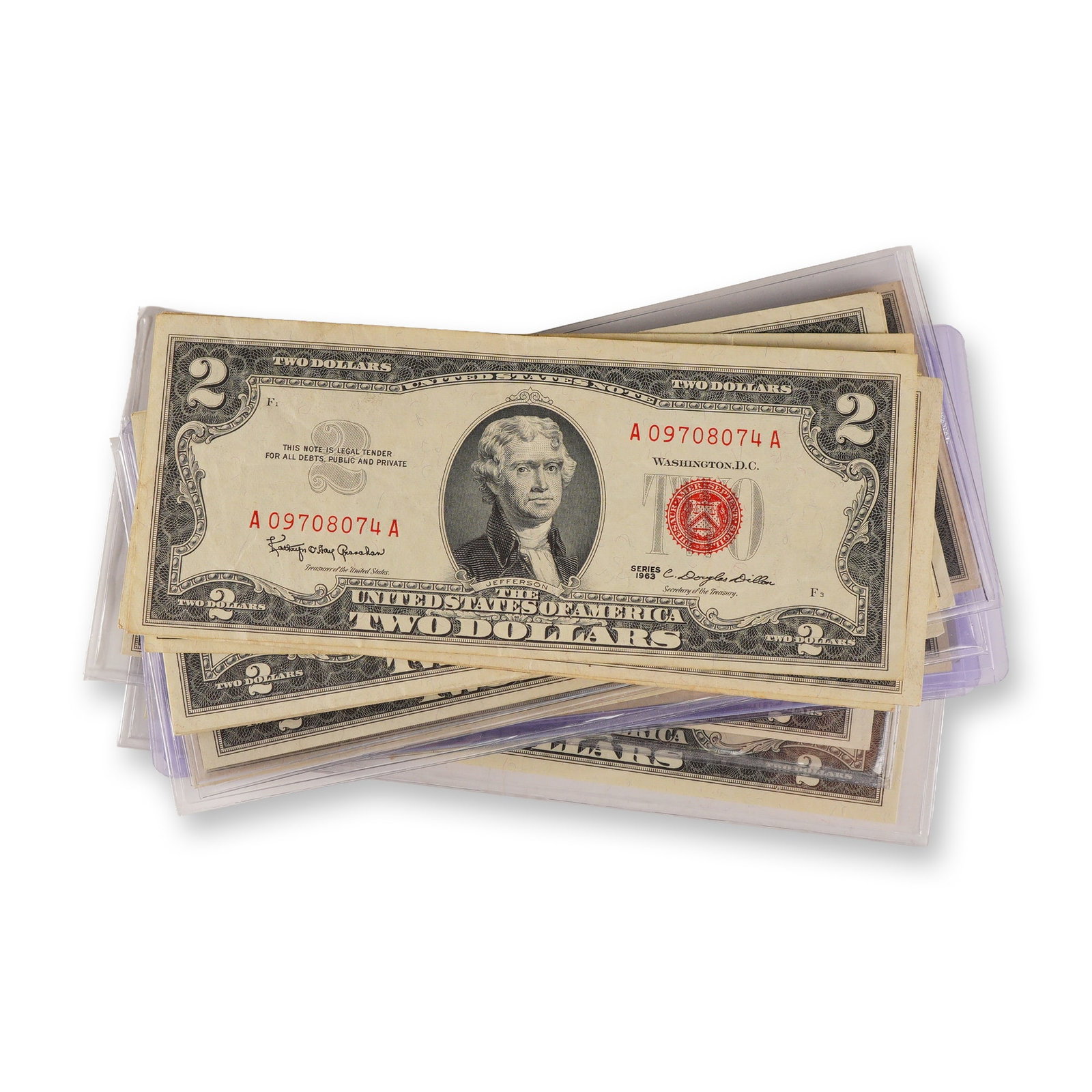 25pc 1953 and 1963 United States $2 Red Seal Legal Tender Notes (1 of 4)