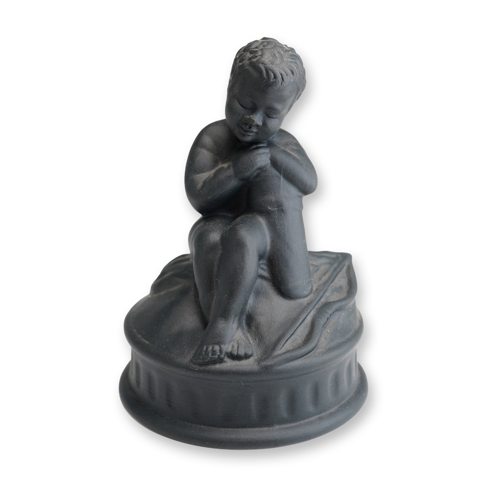 Wedgwood Black Basalt Seated Cherub Figurine