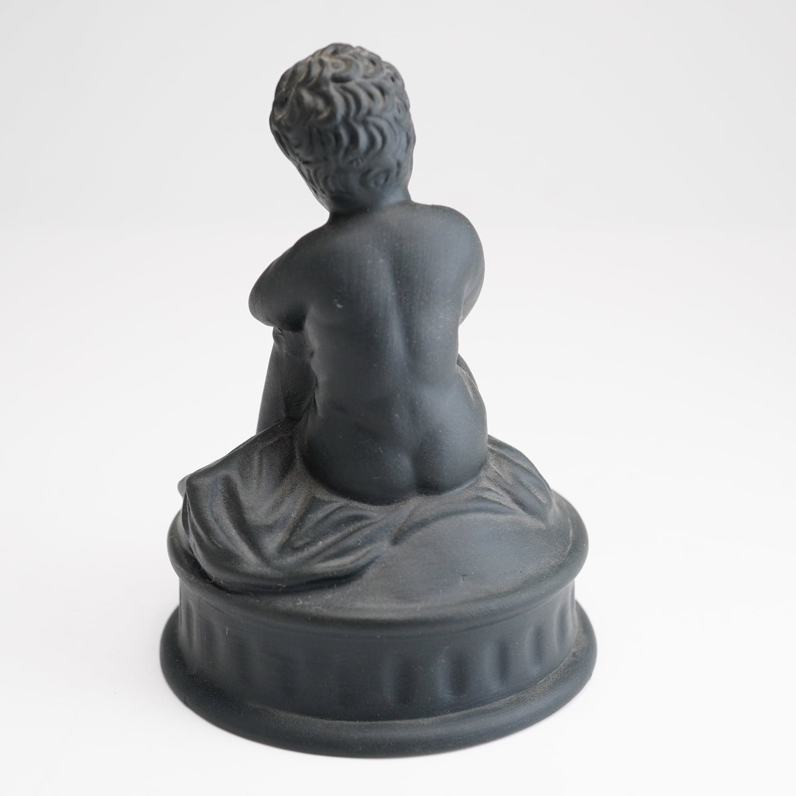 Wedgwood Black Basalt Seated Cherub Figurine - 2