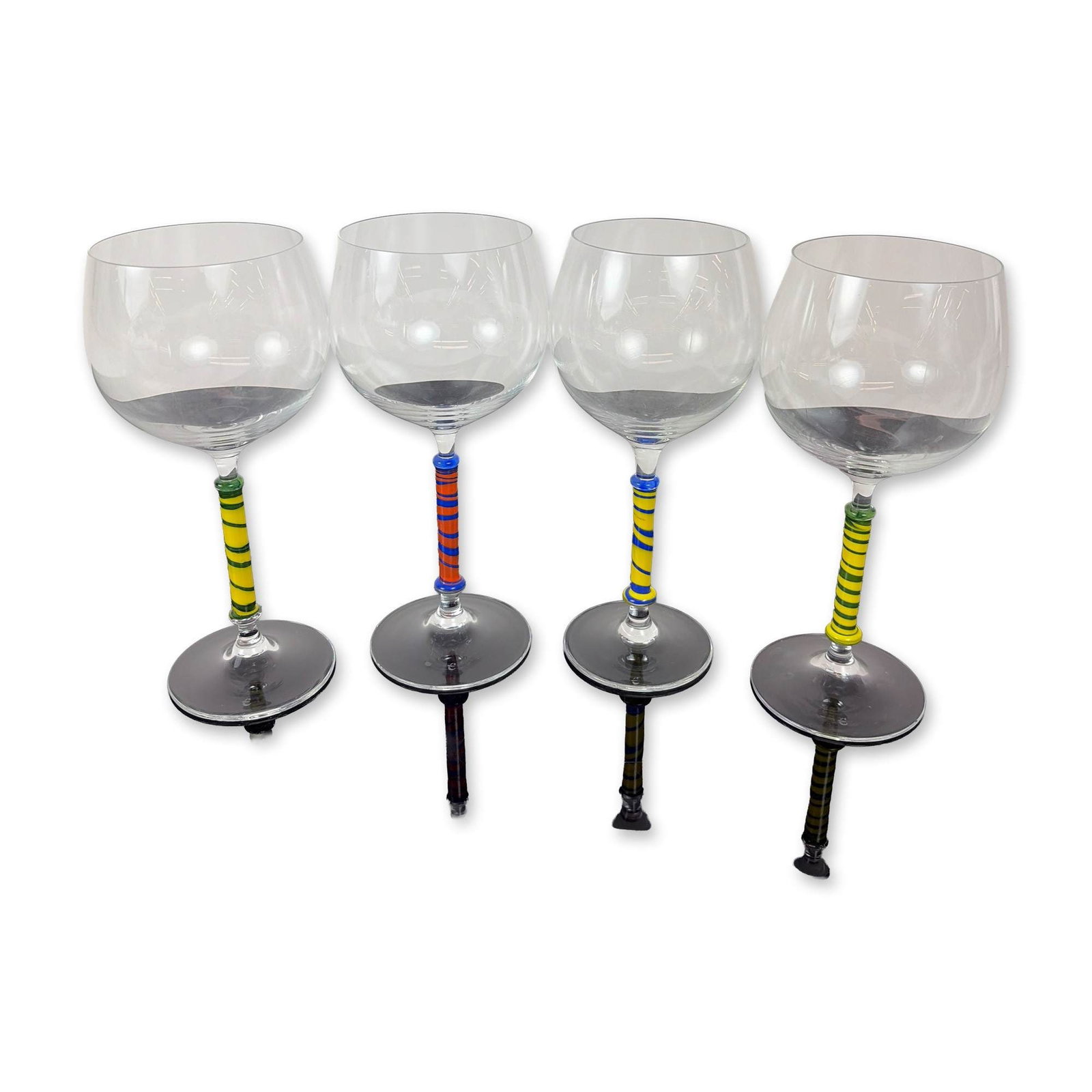 Set of Four Eisch Germany Studio Art Glass Wine Goblets (1 of 5)