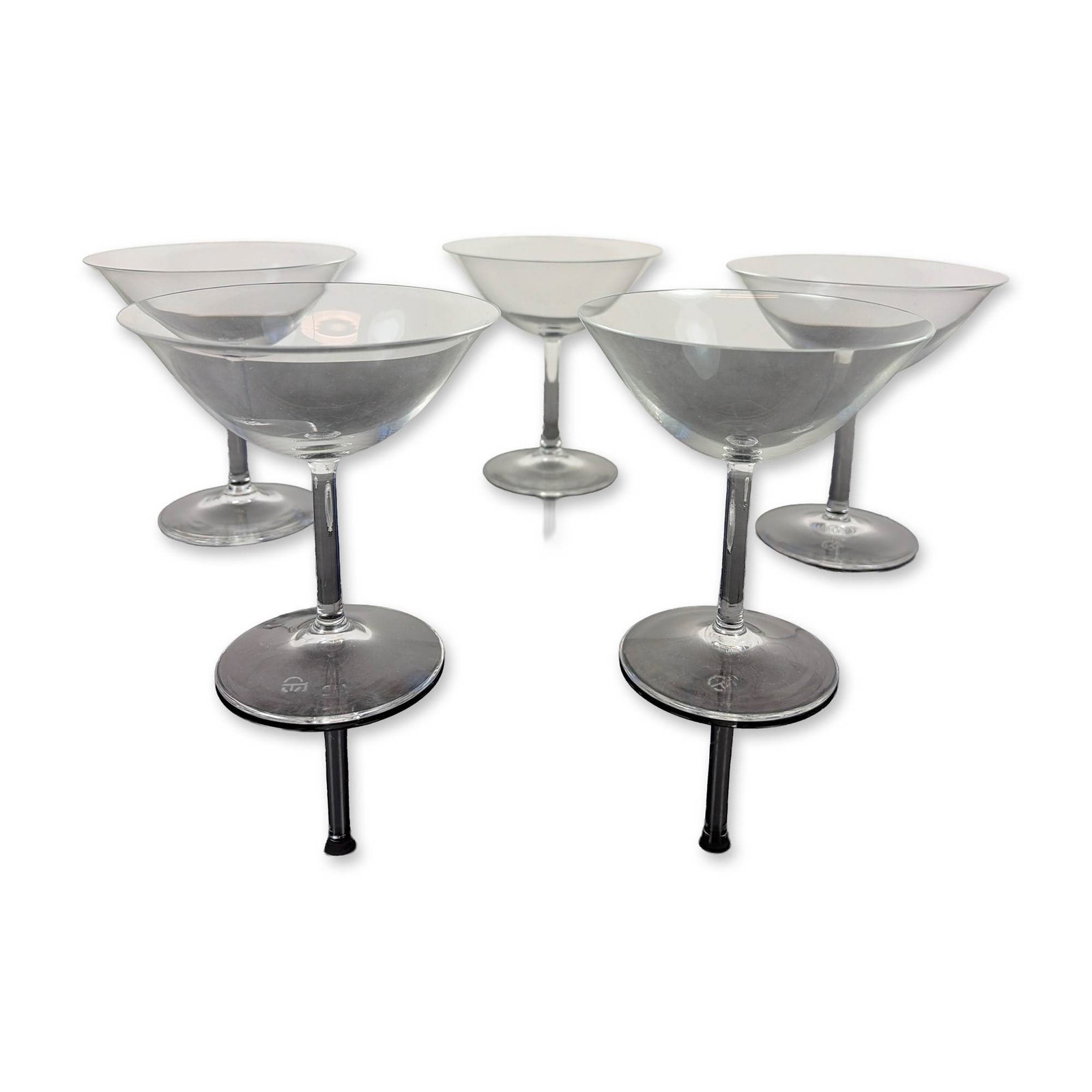 Set of Five Contemporary Glass Cocktail Coupe Glasses (1 of 3)