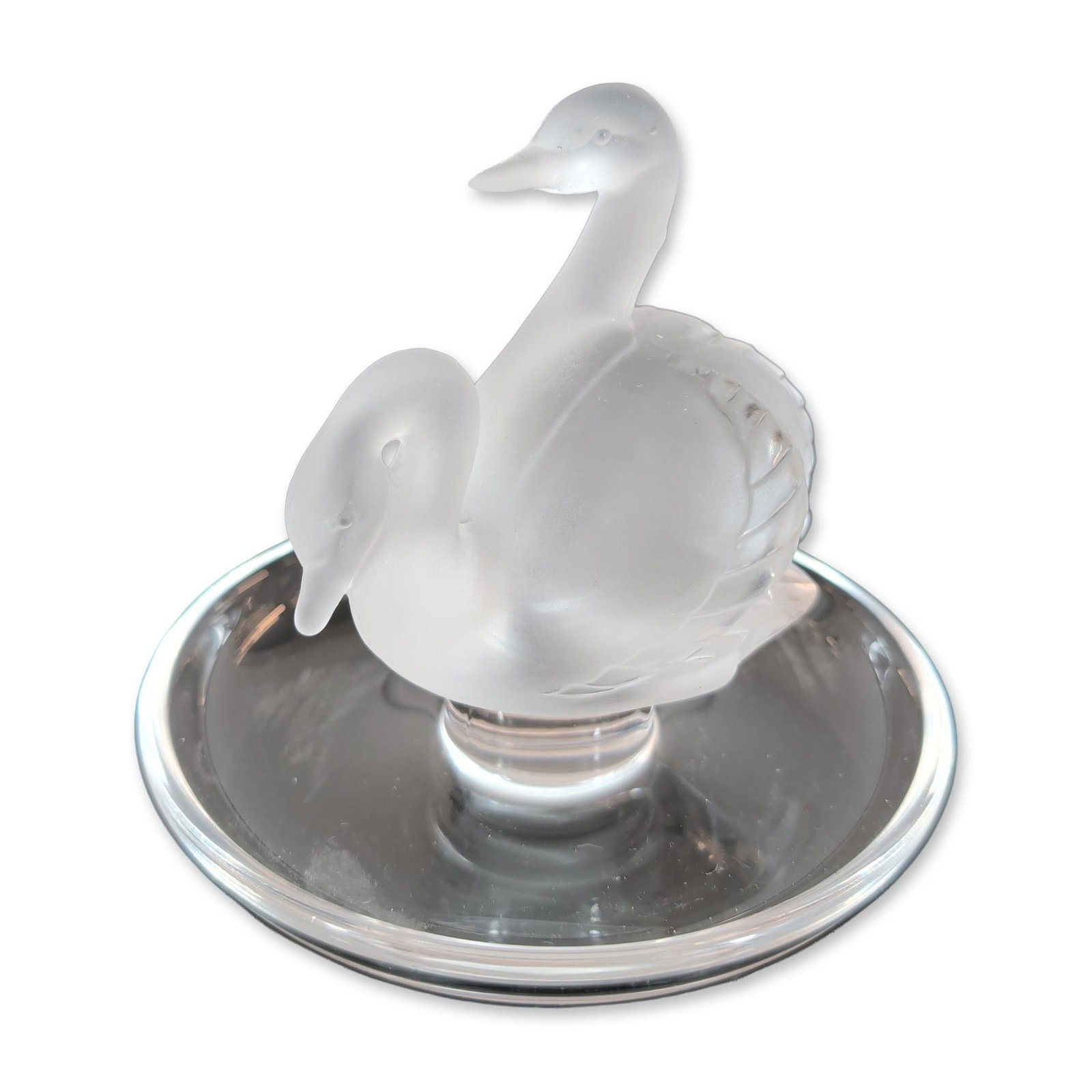 Lalique France Crystal Double Swan Ring Dish (1 of 3)