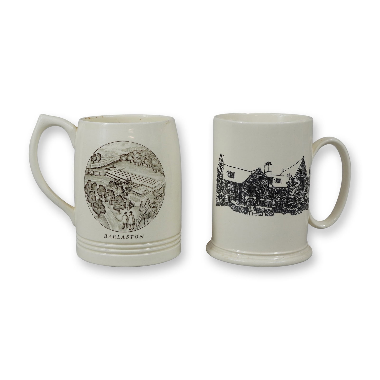 Two Wedgwood Barlaston Commemorative Creamware Mugs (1 of 3)