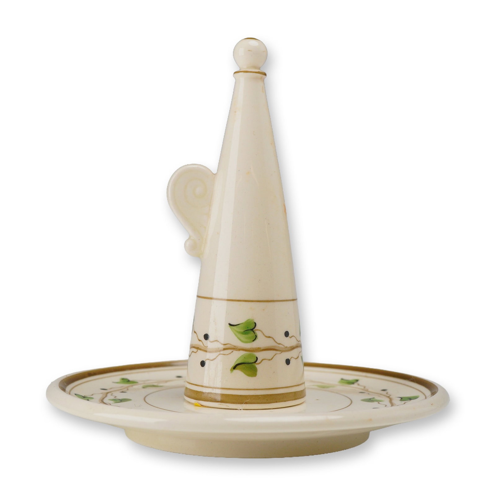Wedgwood Creamware Candle Snuffer and Tray, Ivy Pattern (1 of 3)