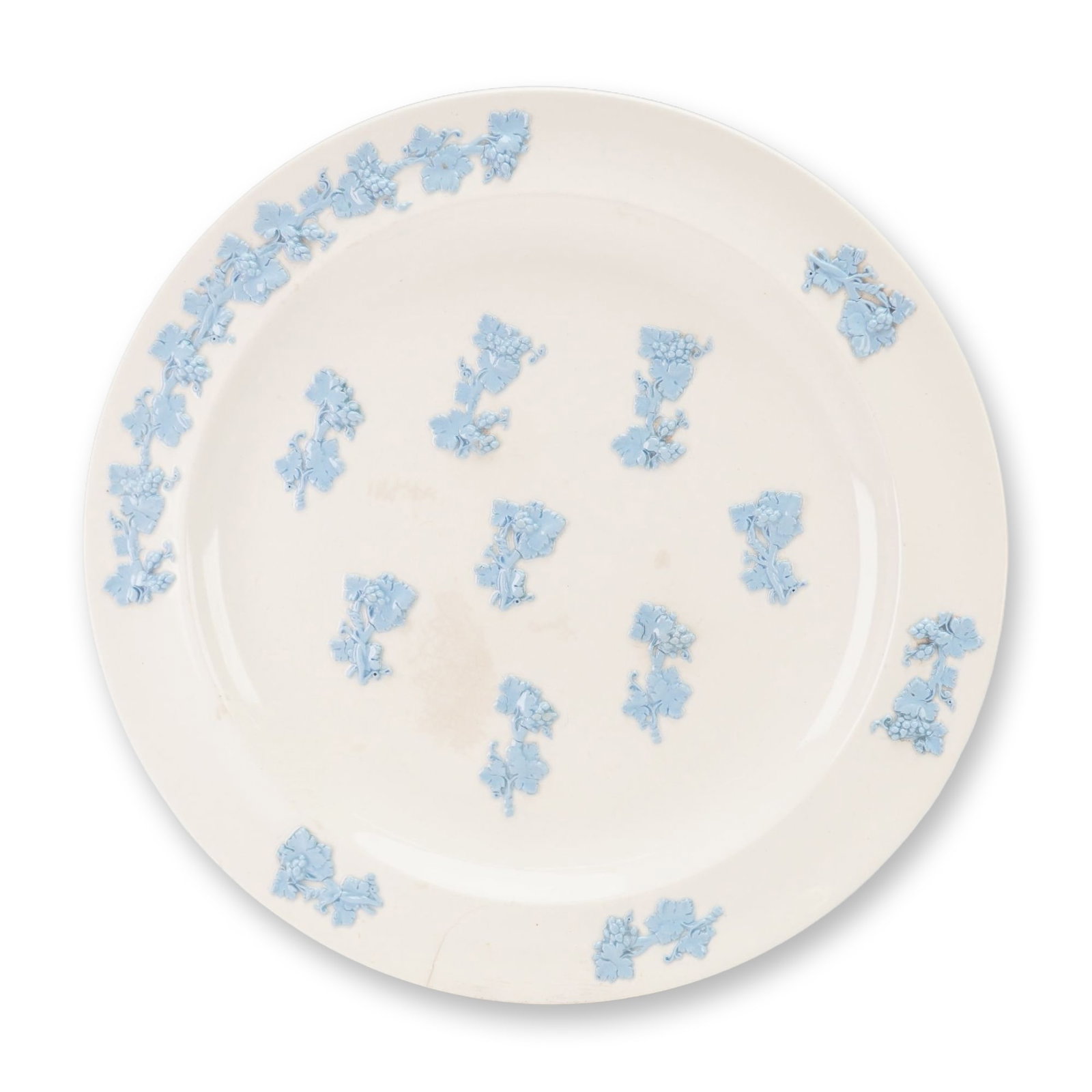 Wedgwood Embossed Queen's Ware Blue on Cream Grapevine Plate from the Rubin Collection (1 of 3)