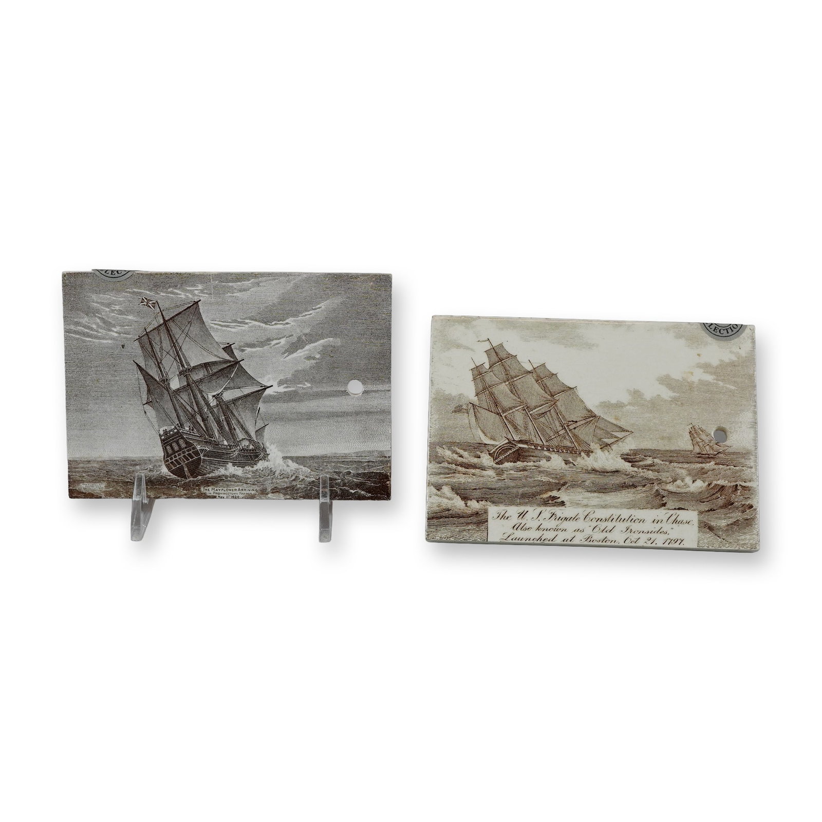 Pair of Wedgwood Ceramic Advertising Calendar Tiles for Jones, McDuffee & Stratton Co. (1 of 4)