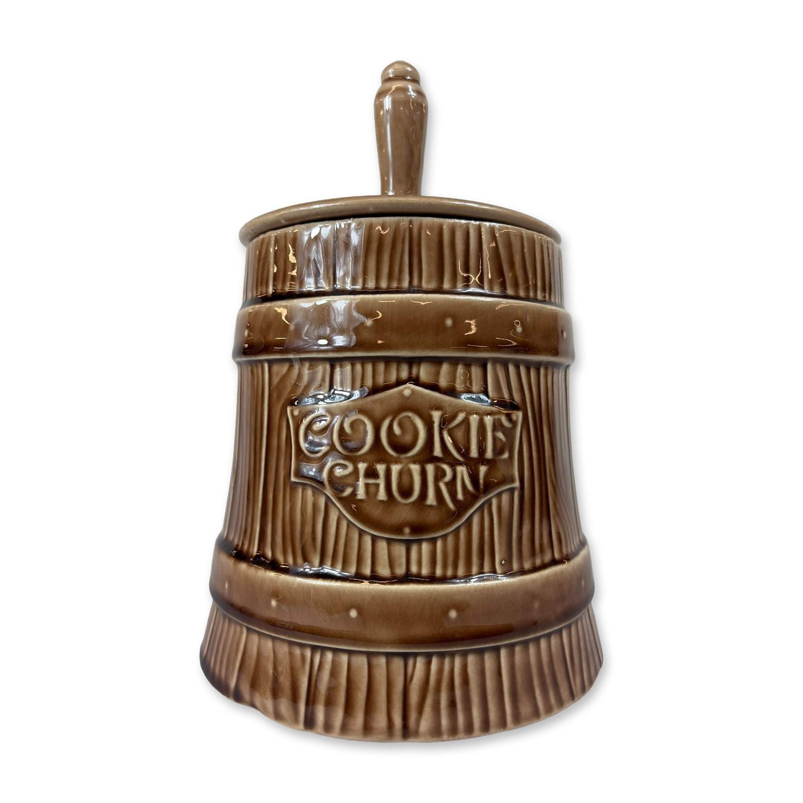 McCoy Brown Glazed Ceramic Cookie Churn (1 of 6)
