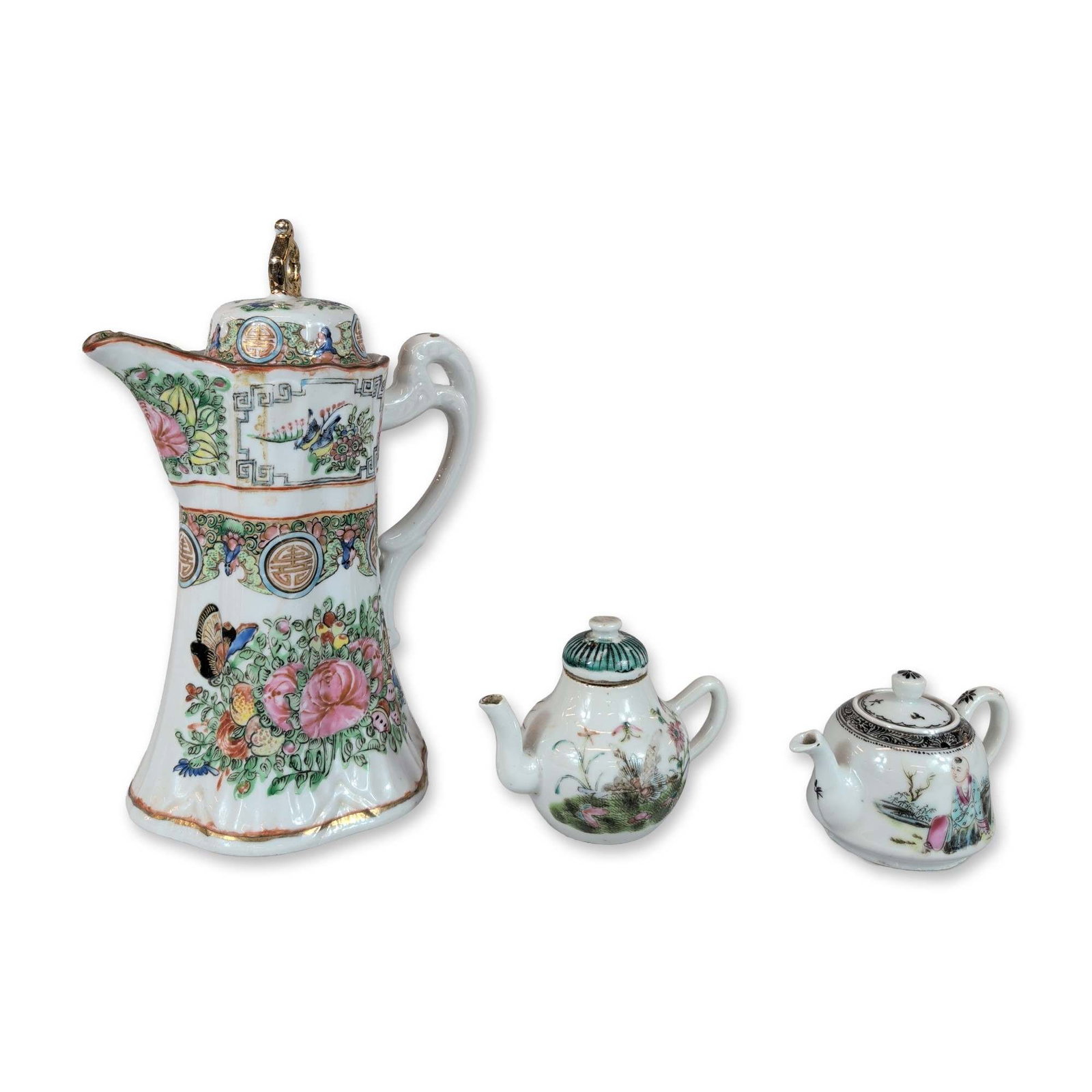 3pc Chinese Export Rose Medallion Tea Set (1 of 3)