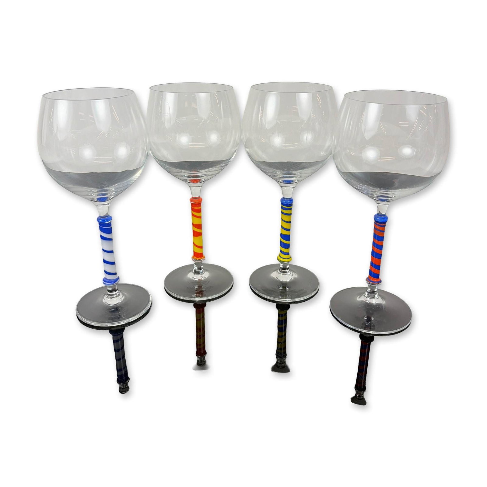 Set of Four Eisch Germany Studio Art Glass Wine Goblets (1 of 2)