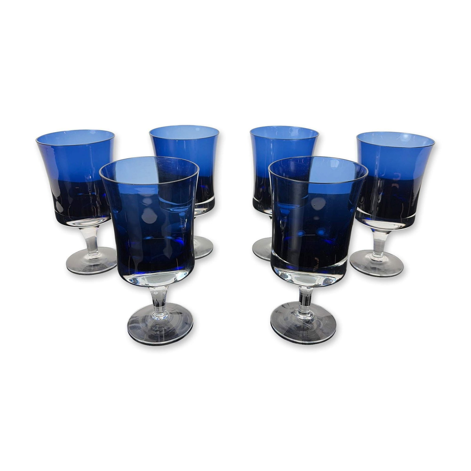 Set of 6 Denby Mirage Blue Crystal Wine Glasses (1 of 2)