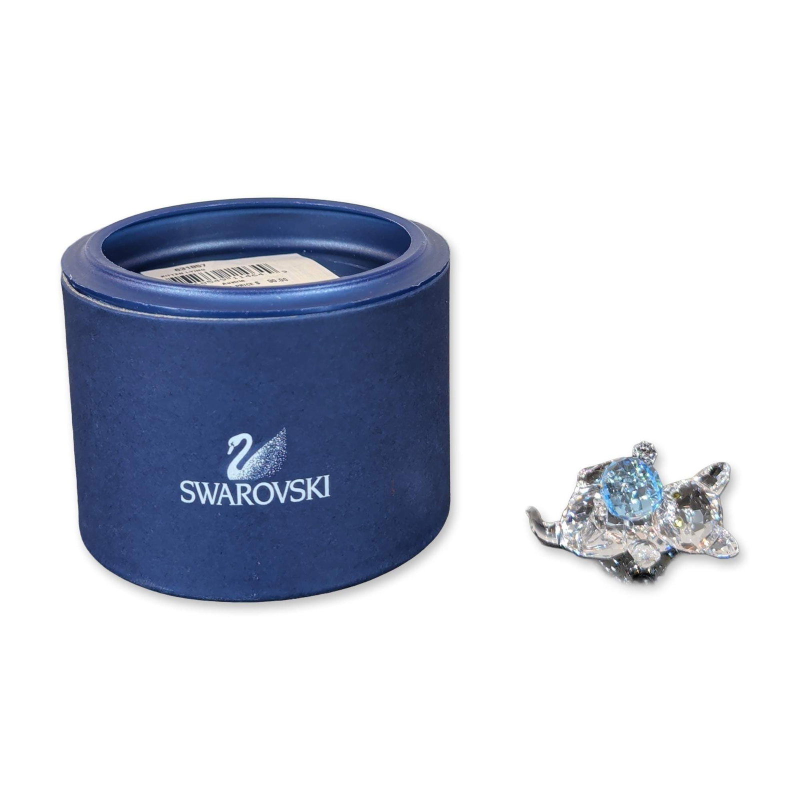 Swarovski Crystal Kitten Lying with Blue Ball of Wool Figurine (1 of 5)
