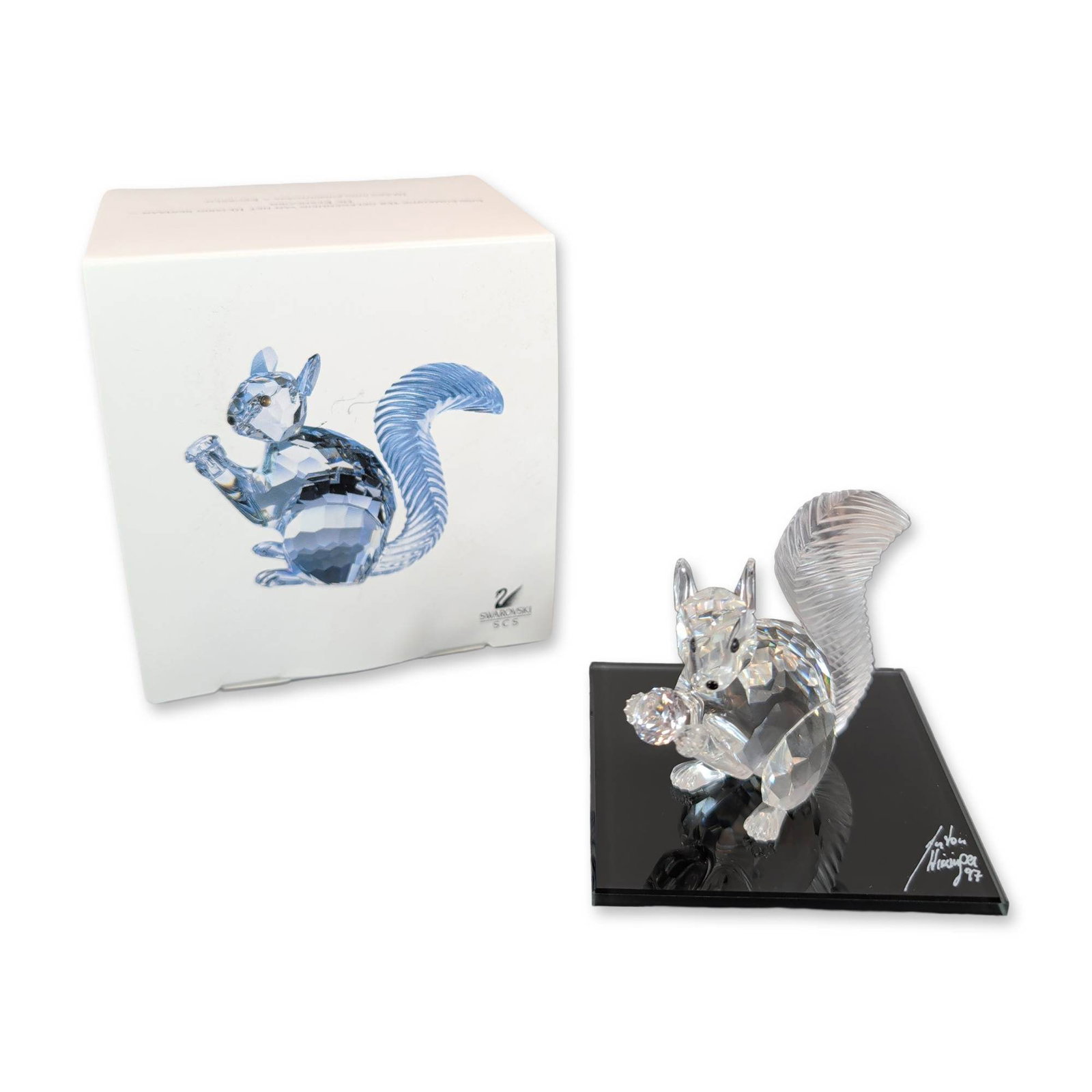Swarovski SCS 10th Anniversary Crystal Squirrel Figurine with Mirror Display Base (1 of 5)