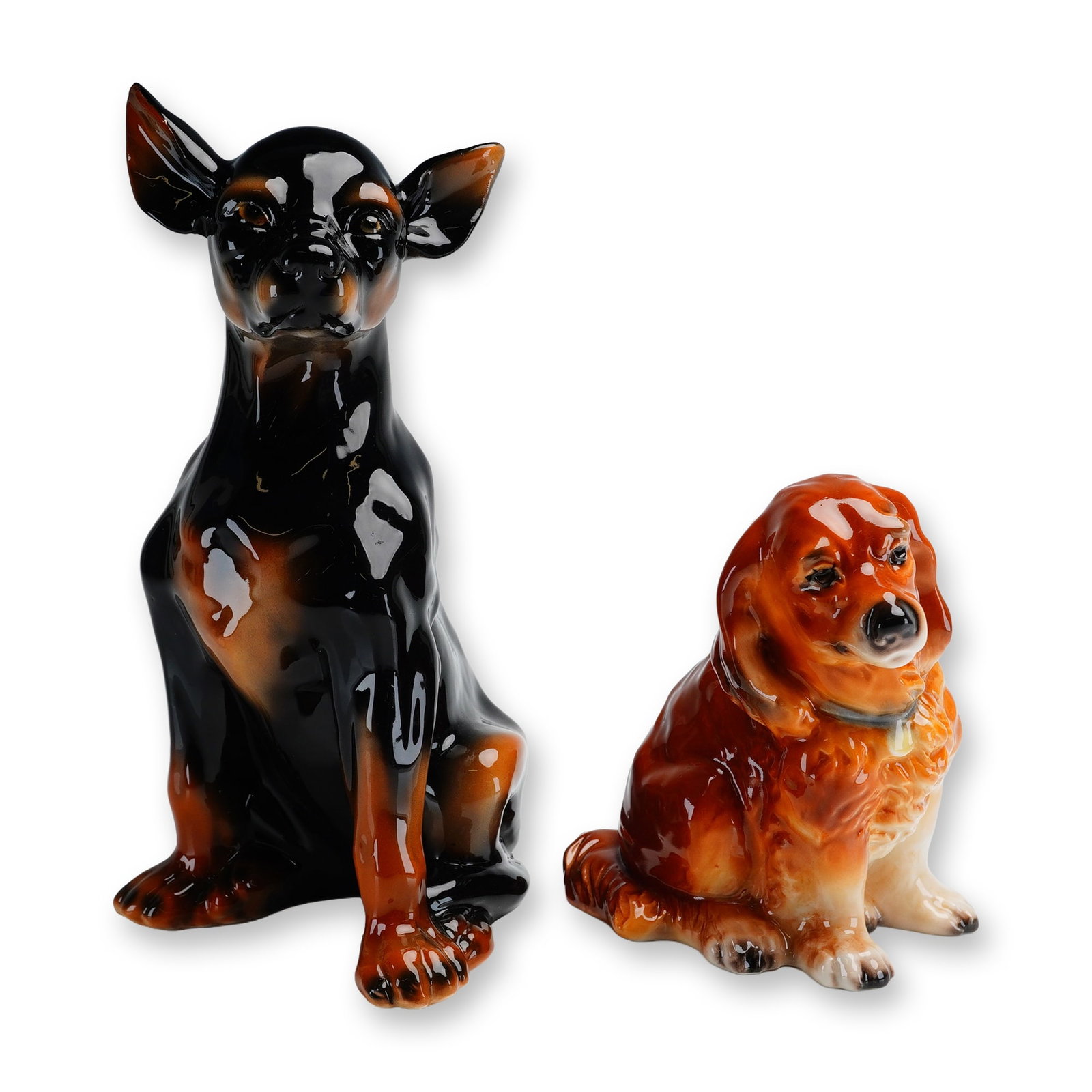 2pc Ceramic Chihuahua Pinscher and Labrador Dog Figurines (1 of 3)