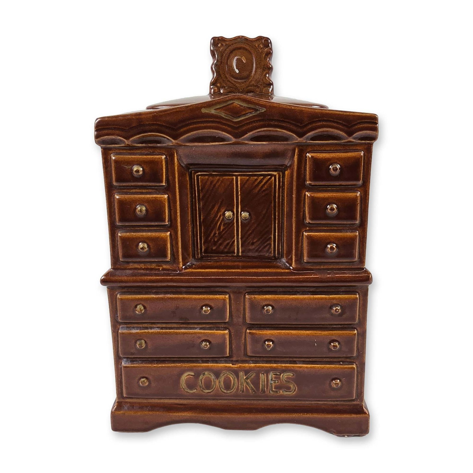 McCoy Brown Glazed Chiffonier Dresser Cookie Jar (1 of 5)