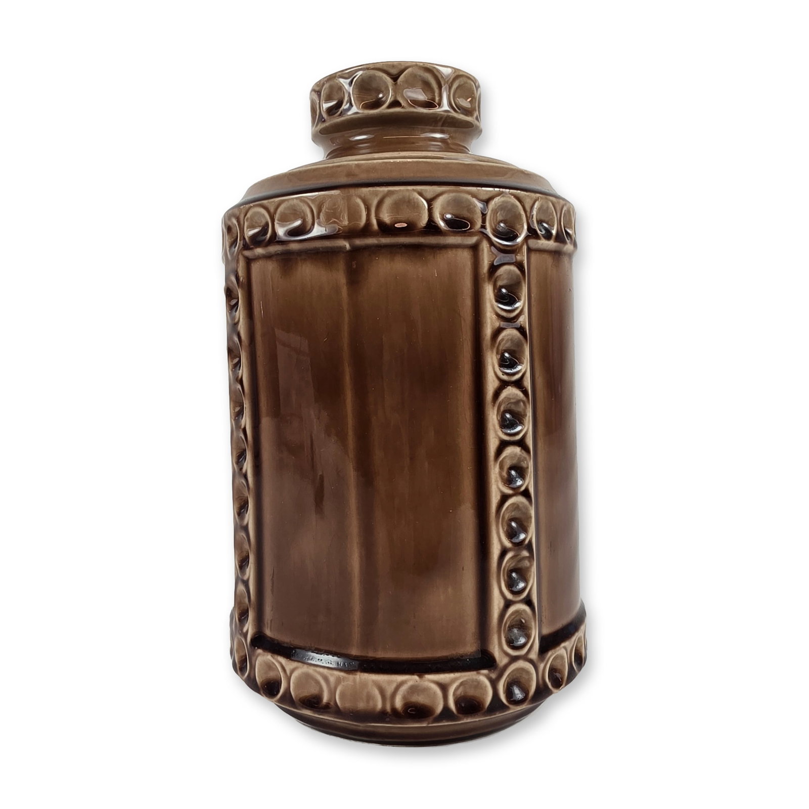 McCoy Brown Glazed Thumbprint Canister (1 of 4)