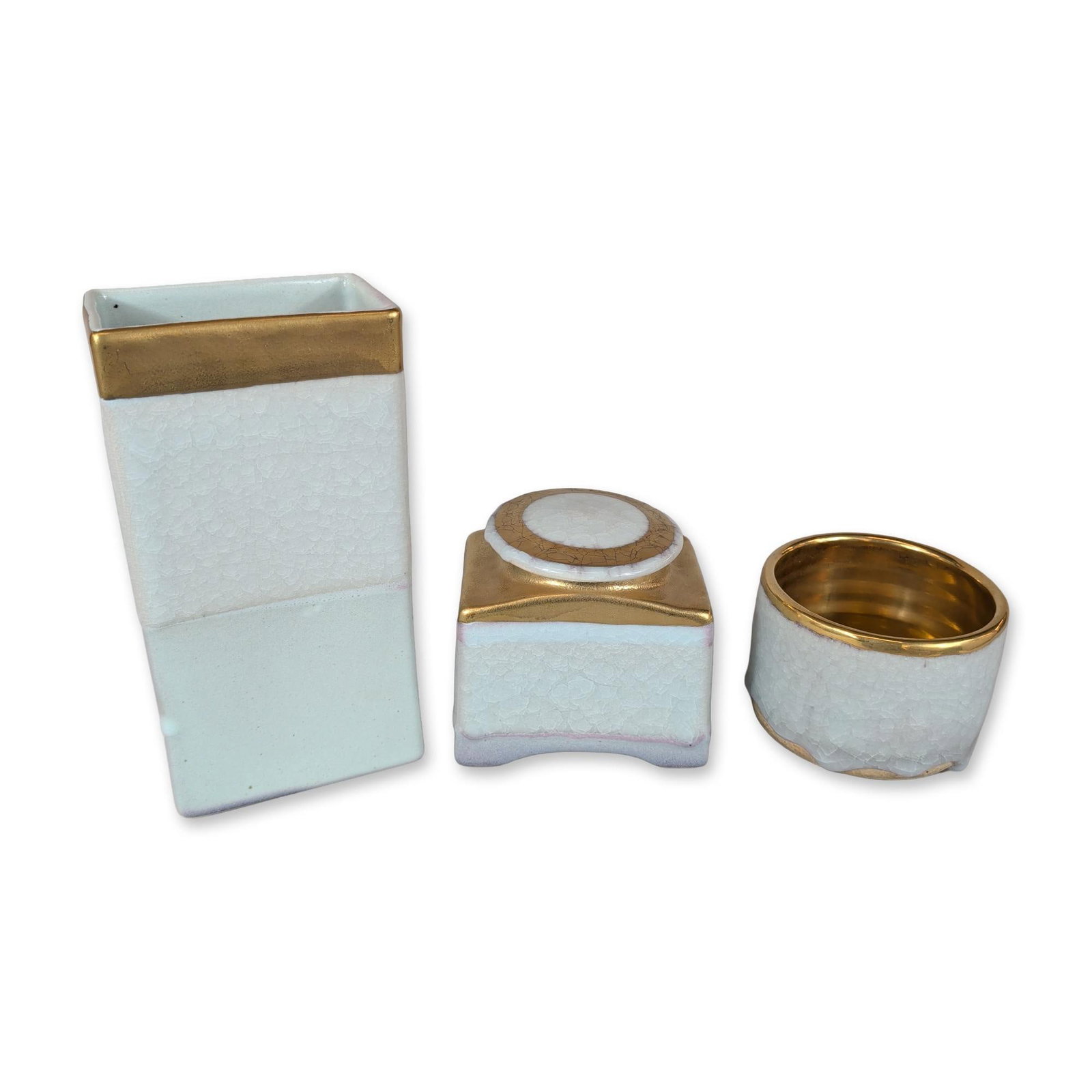 Trio of Contemporary Studio Ceramic Vessels with Gold Luster (1 of 3)