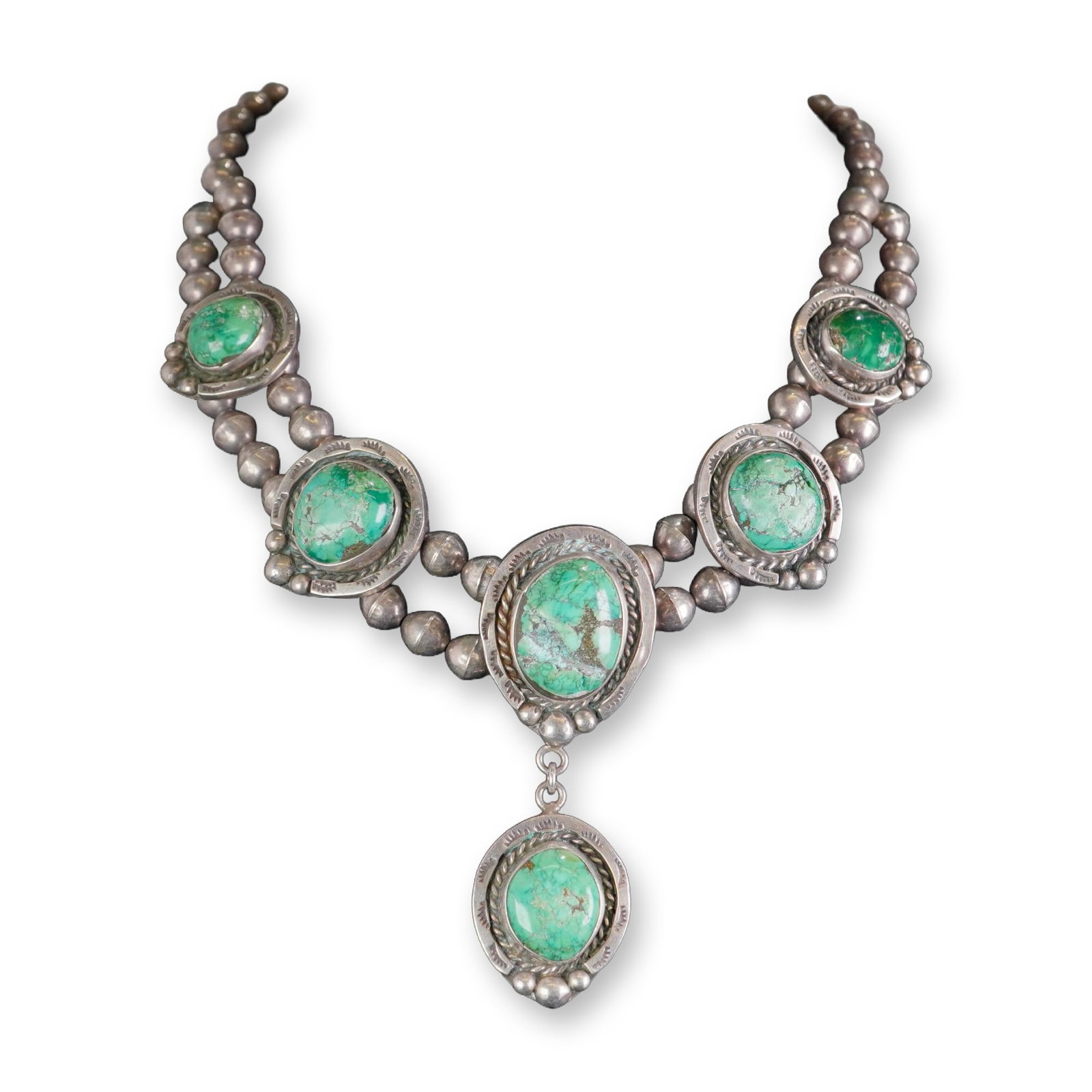 Navajo Style Sterling Silver and Turquoise Necklace (1 of 5)