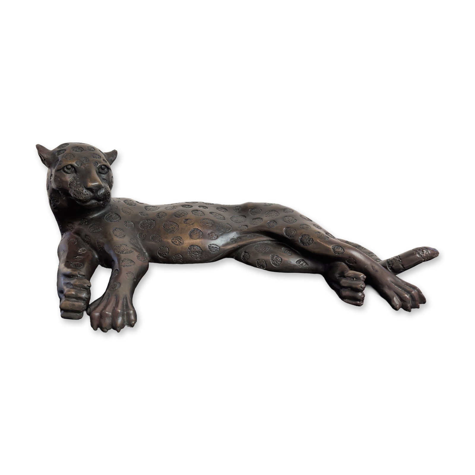 Contemporary Stylized Patinated Brass Leopard Sculpture (1 of 5)