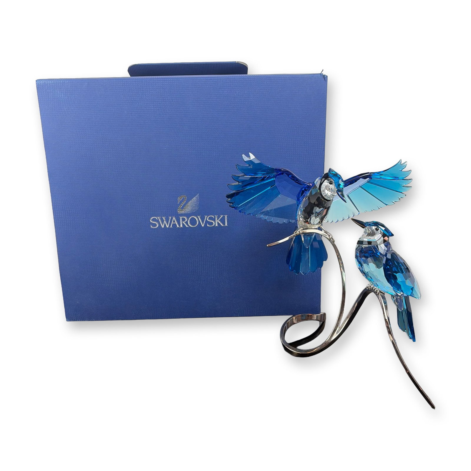 Swarovski Crystal Blue Jays Paradise Birds Sculpture (1 of 4)