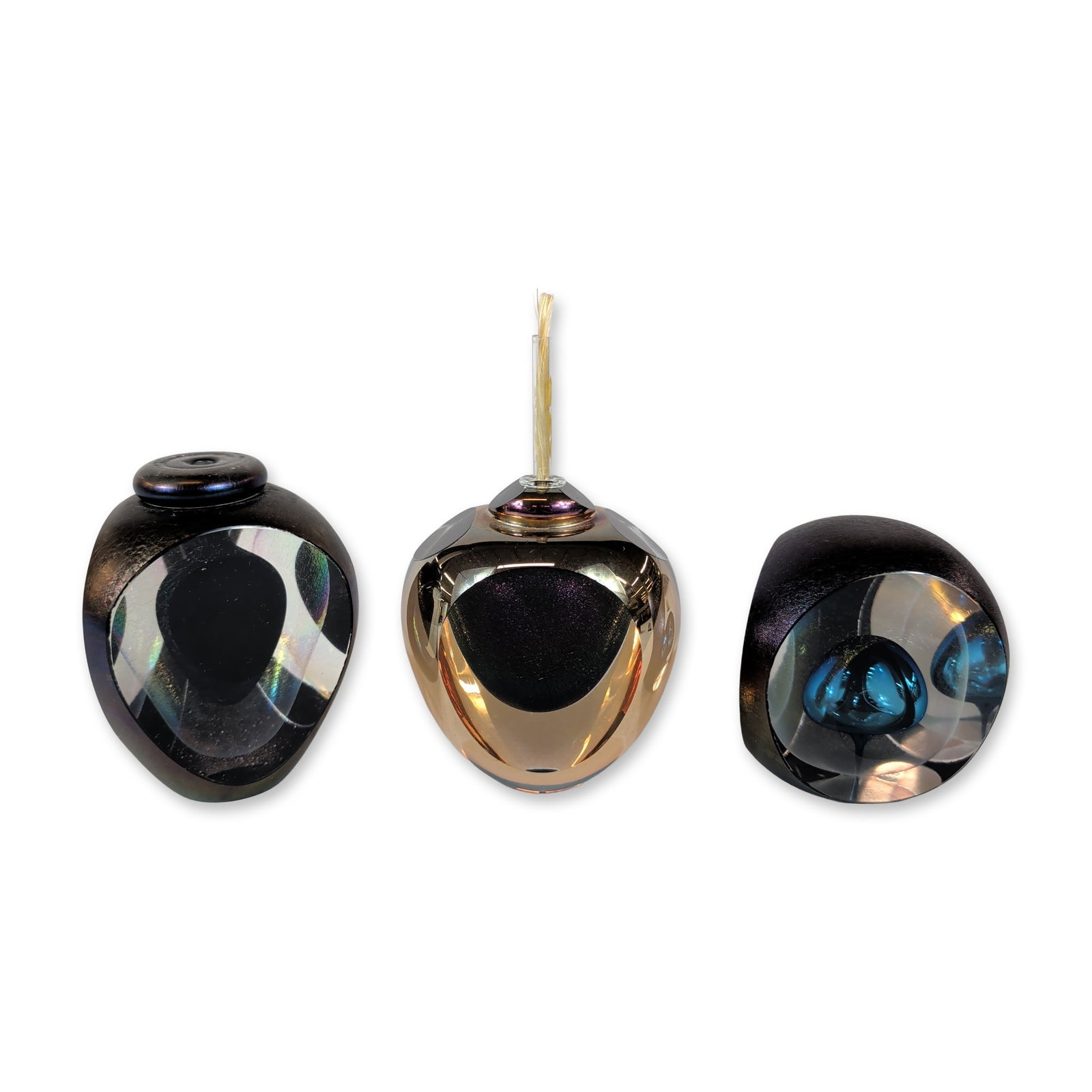 3pc Studio Art Glass Signed Paperweights and Bottles (1 of 5)