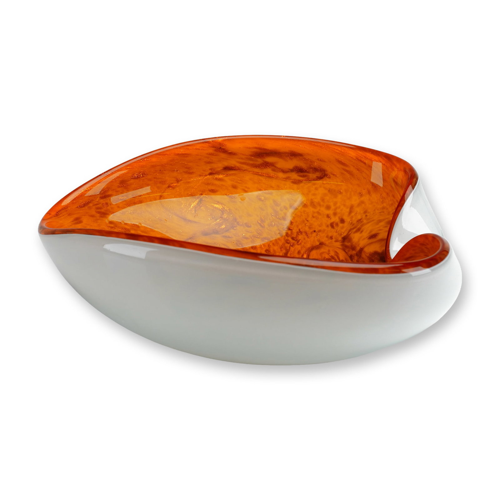 Murano Style Cased Art Glass Heart Bowl (1 of 5)