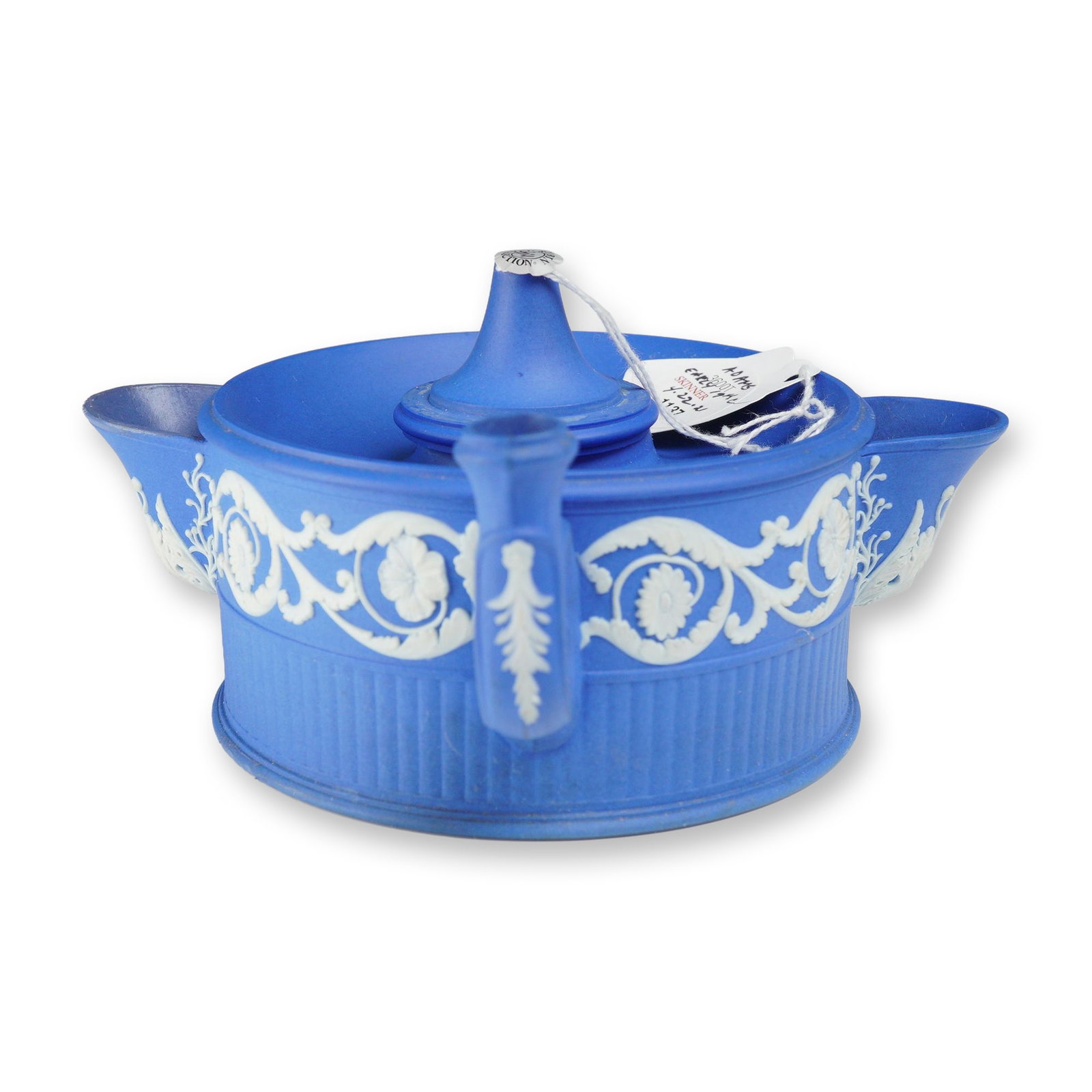 William Adams and Sons Adams Blue Jasperware Three Nozzle Potpourri Pot (1 of 3)