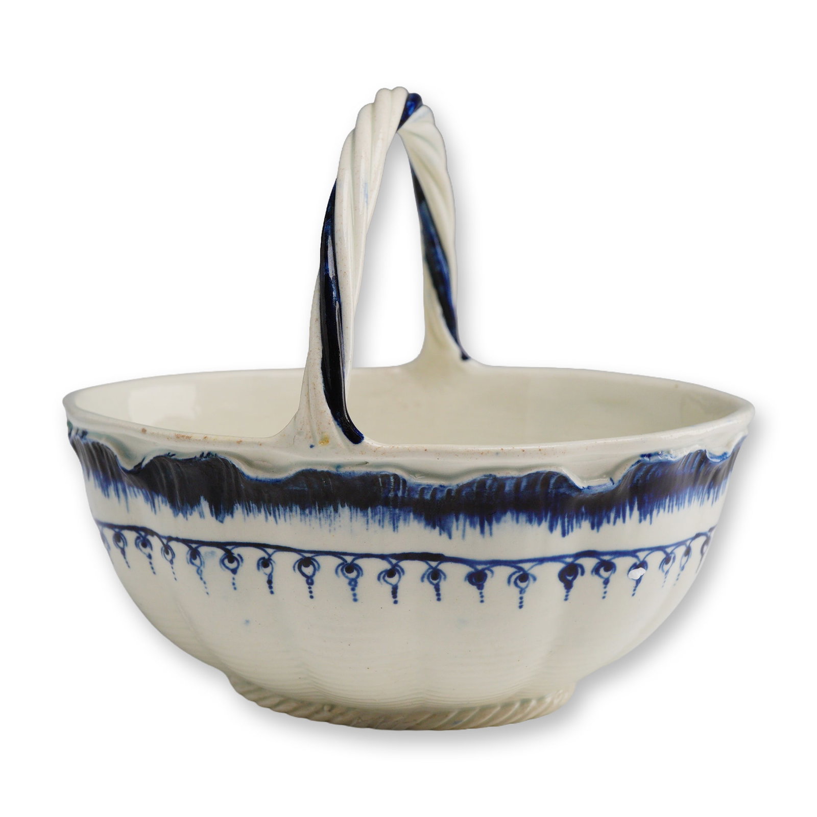 Wedgwood Pearlware Lobed Basket, Mared Pattern (1 of 3)