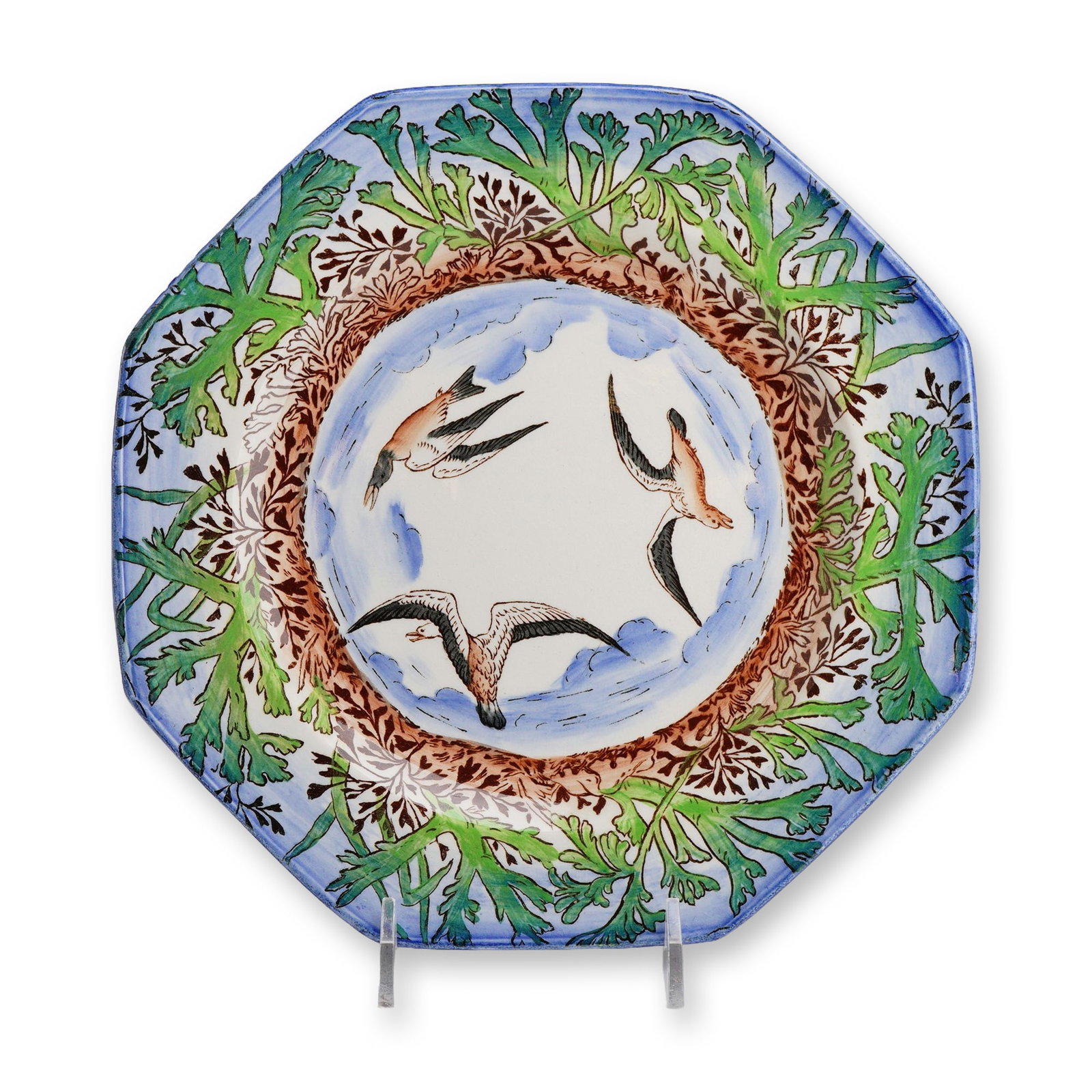 Wedgwood Ocean Pattern Octagonal Aesthetic Movement Ceramic Plate (1 of 3)