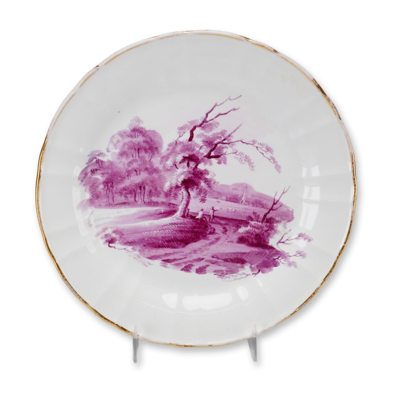 Wedgwood First Period Bone China Dessert Plate with Pure Landscape by Cutts, circa 1817 (1 of 3)