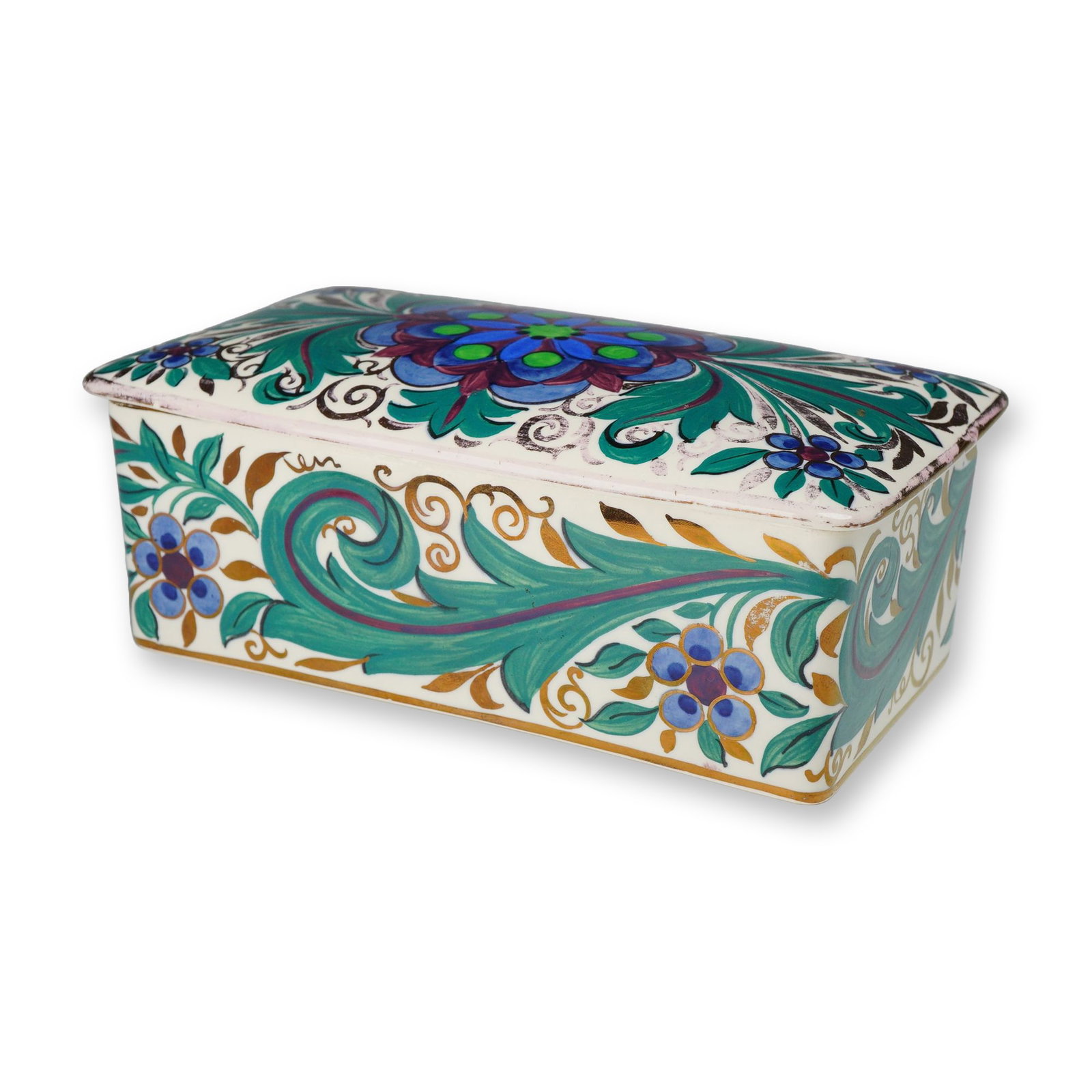 Wedgwood Rhodian Ware Lidded Ceramic Box Designed by Millicent Taplin, England, c. 1927 (1 of 3)