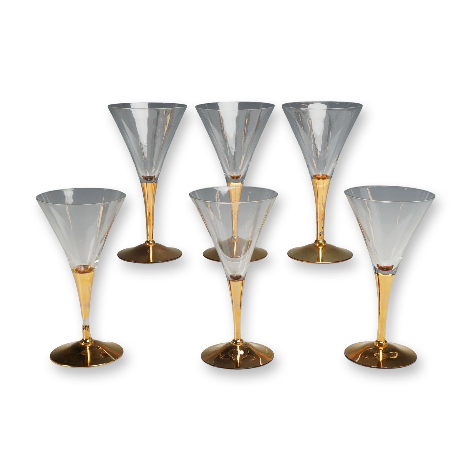 Set of Six Gilt Stem Cocktail Glasses (1 of 3)