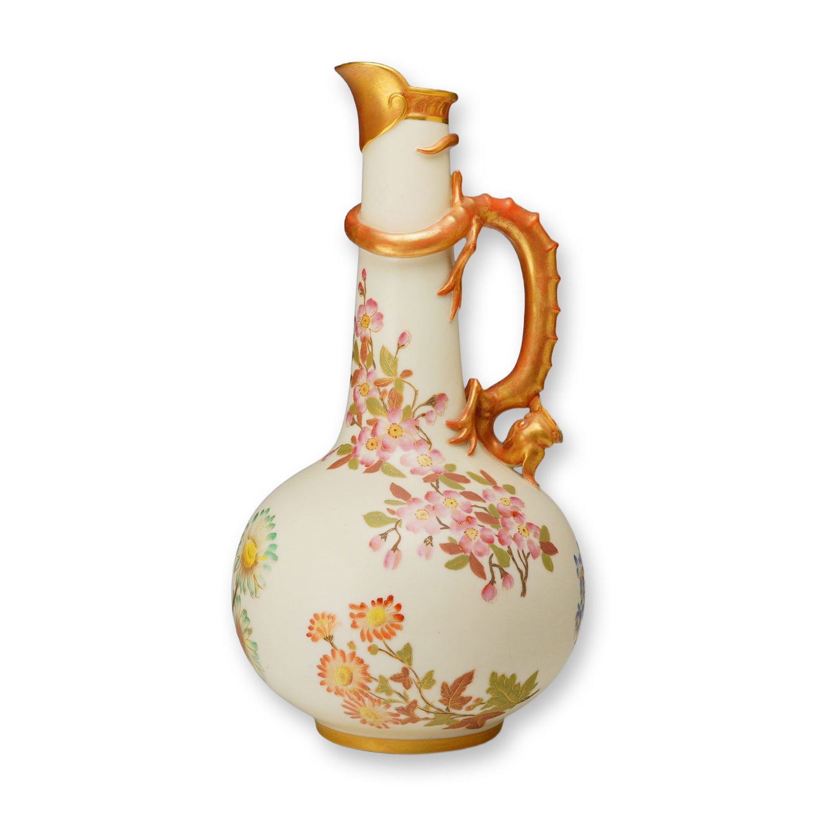 Royal Worcester Porcelain Lizard Handle Ewer (1 of 4)