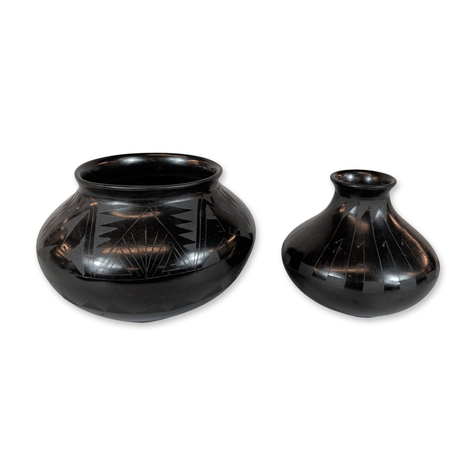 2pc Flora Rodriguez Hand-Coiled Blackware Vessels (1 of 3)